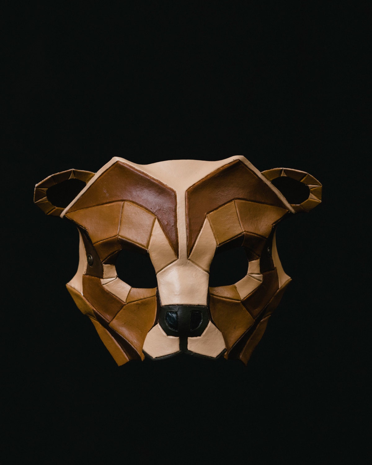Geometric Grizzly Bear Leather Mask Rockwell Masks