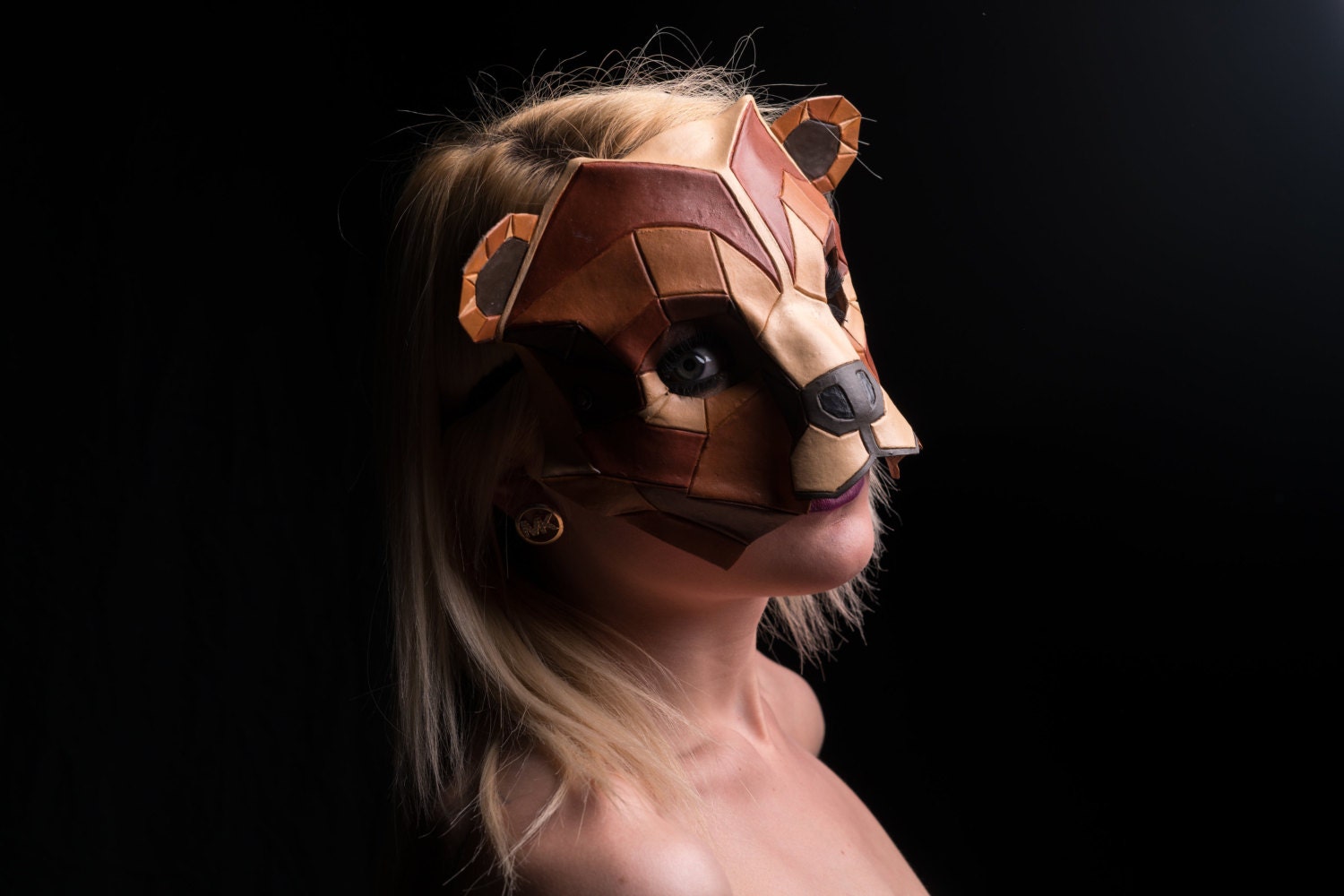 Geometric Grizzly Bear Leather Mask Rockwell Masks