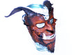 The Beast - Handmade Genuine Leather Mask with Horns in Natural Colors Rockwell Masks
