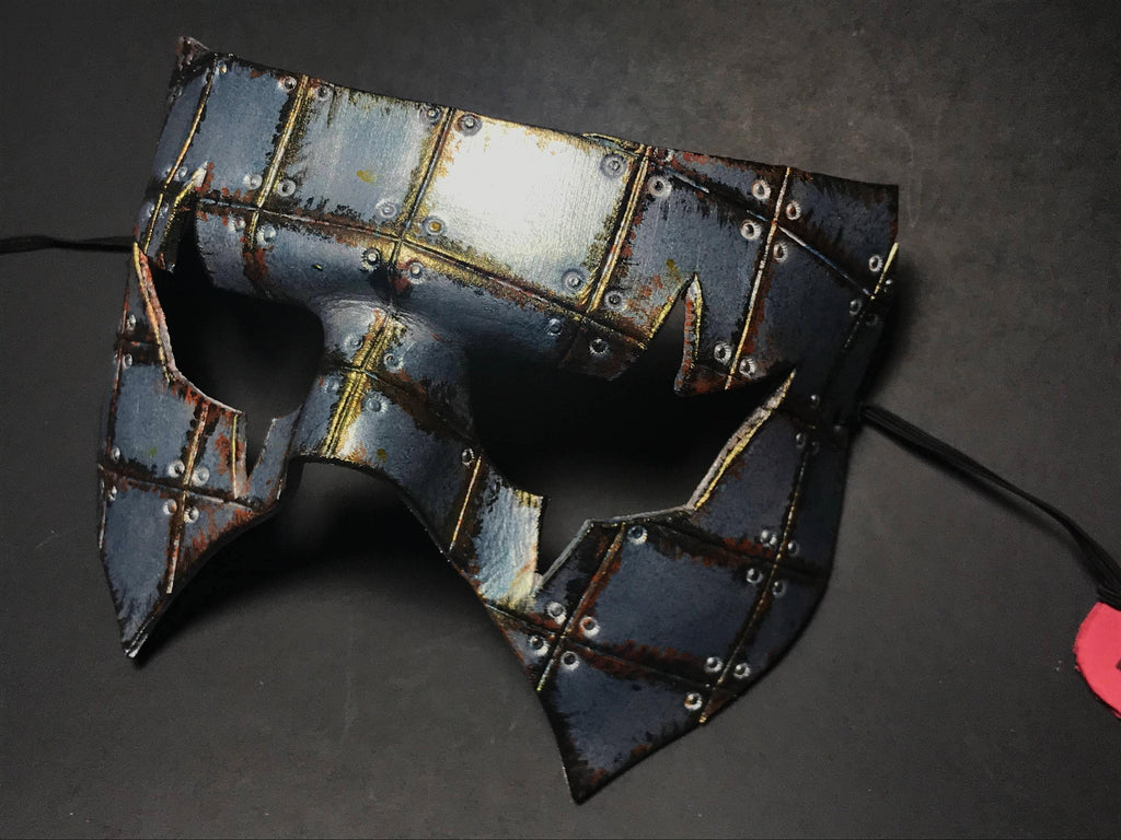 Handmade Genuine Leather Mask in Silver Rust Rockwell Masks