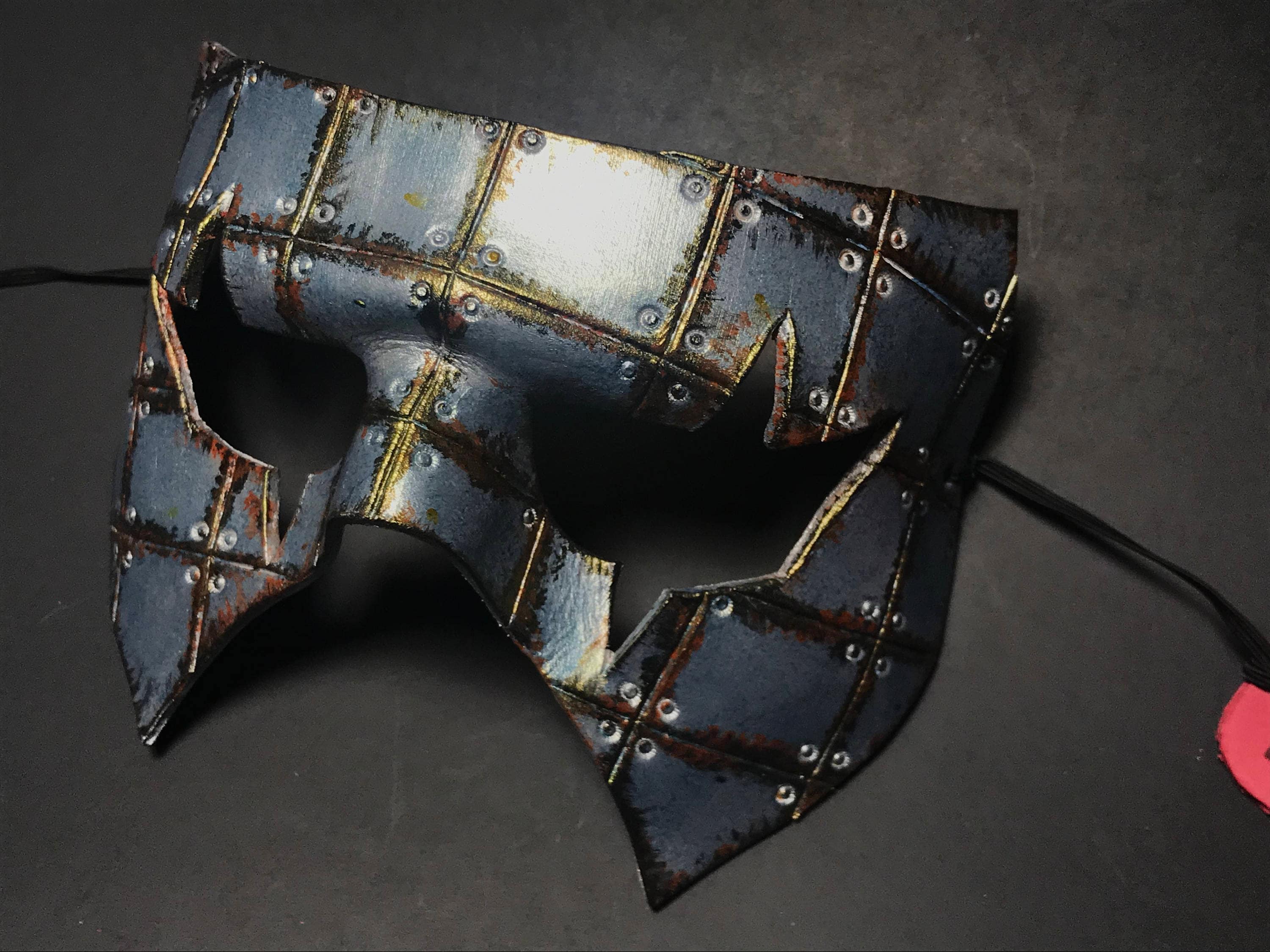 Handmade Genuine Leather Mask in Silver Rust Rockwell Masks