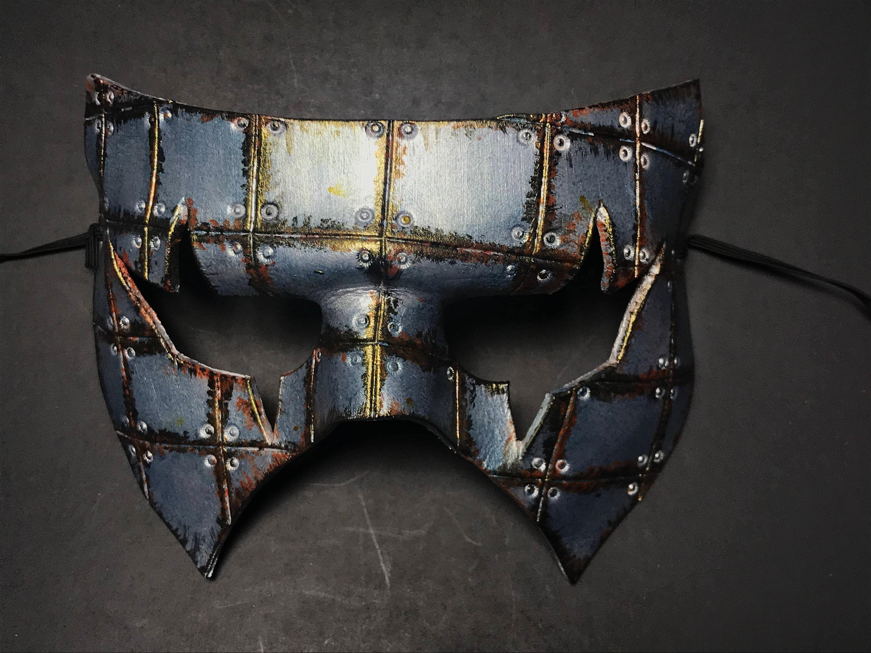 Handmade Genuine Leather Mask in Silver Rust Rockwell Masks