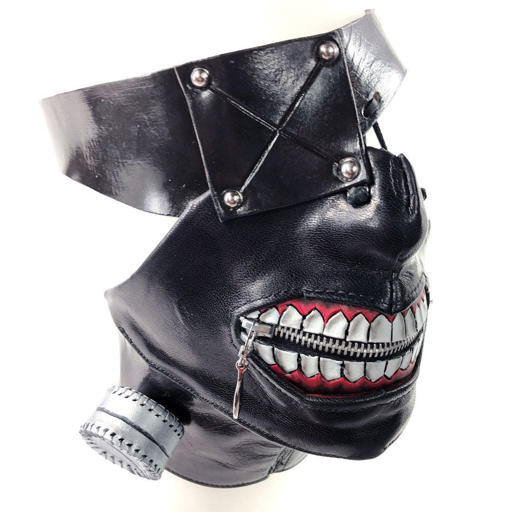 Handcrafted Genuine Leather Zipper Mouth Mask with Elastic Zipper Enclosure Rockwell Masks