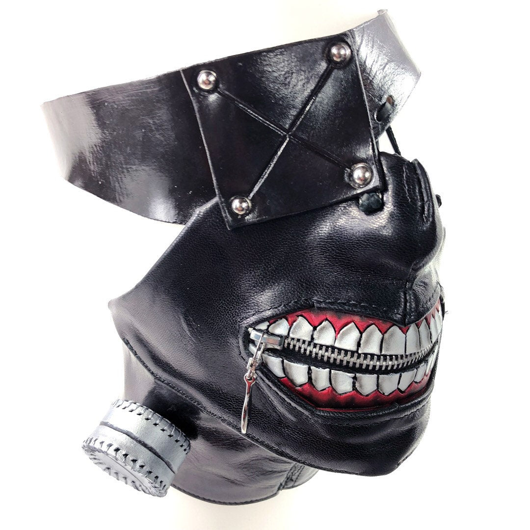 Handcrafted Genuine Leather Zipper Mouth Mask with Elastic Zipper Enclosure Rockwell Masks