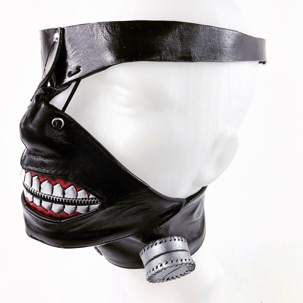 Handcrafted Genuine Leather Zipper Mouth Mask with Elastic Zipper Enclosure Rockwell Masks
