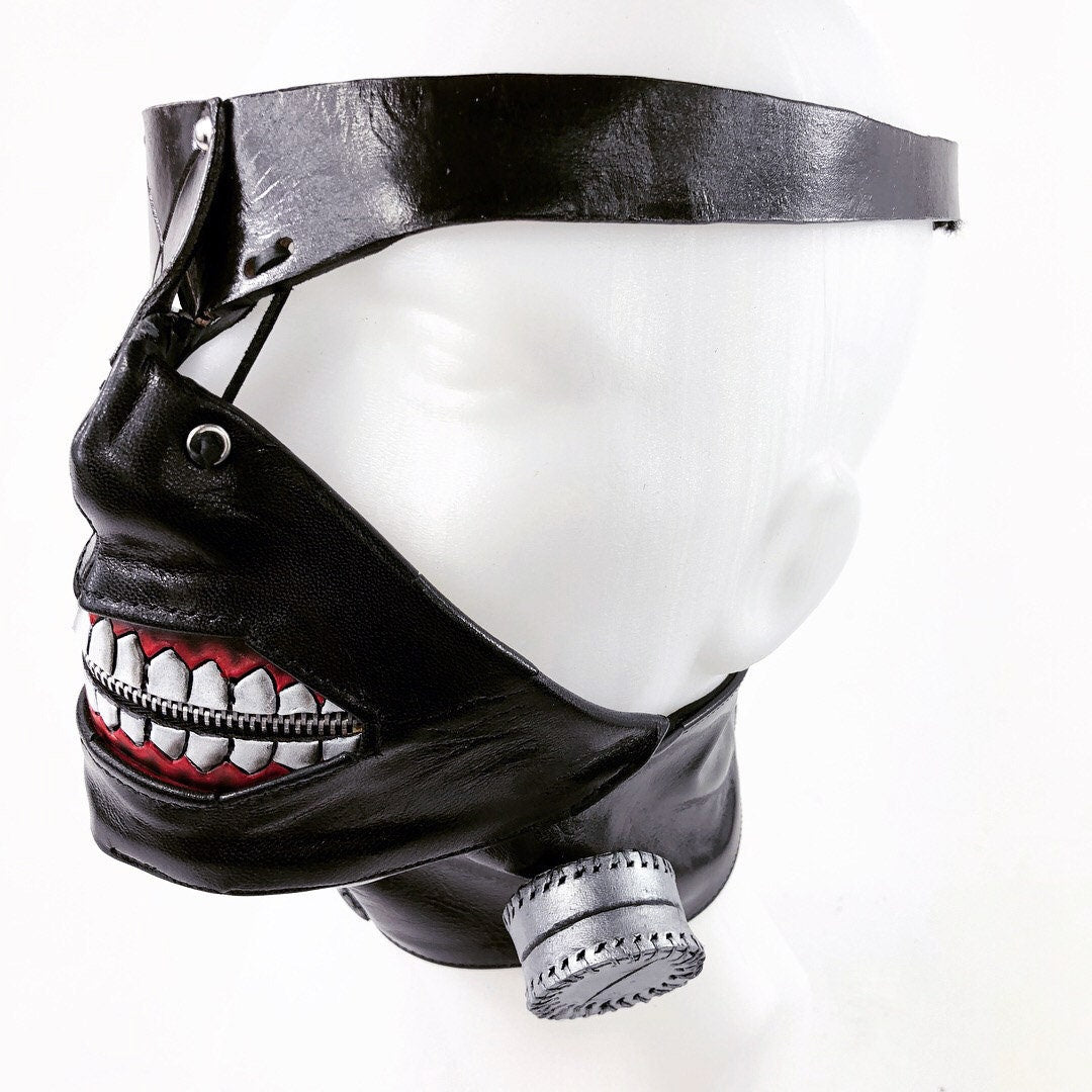 Handcrafted Genuine Leather Zipper Mouth Mask with Elastic Zipper Enclosure Rockwell Masks