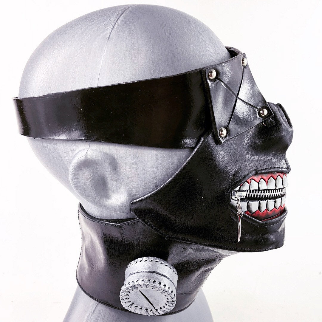 Handcrafted Genuine Leather Zipper Mouth Mask with Elastic Zipper Enclosure Rockwell Masks