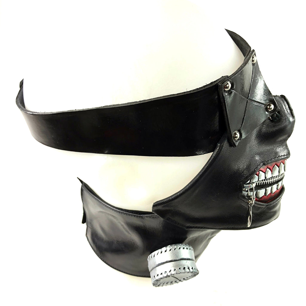 Handcrafted Genuine Leather Zipper Mouth Mask with Elastic Zipper Enclosure Rockwell Masks