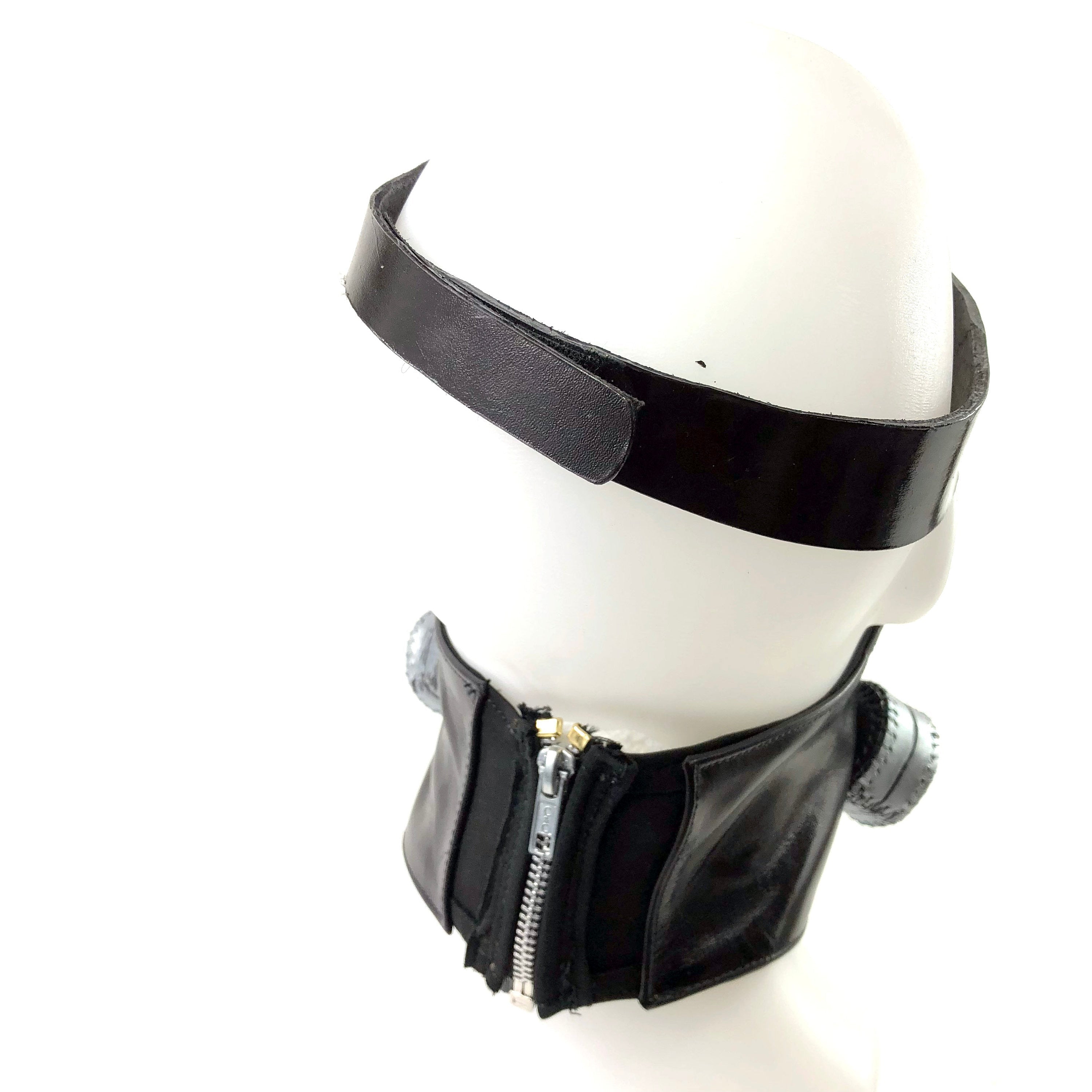 Handcrafted Genuine Leather Zipper Mouth Mask with Elastic Zipper Enclosure Rockwell Masks