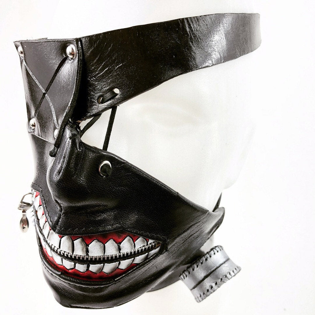 Handcrafted Genuine Leather Zipper Mouth Mask with Elastic Zipper Enclosure Rockwell Masks