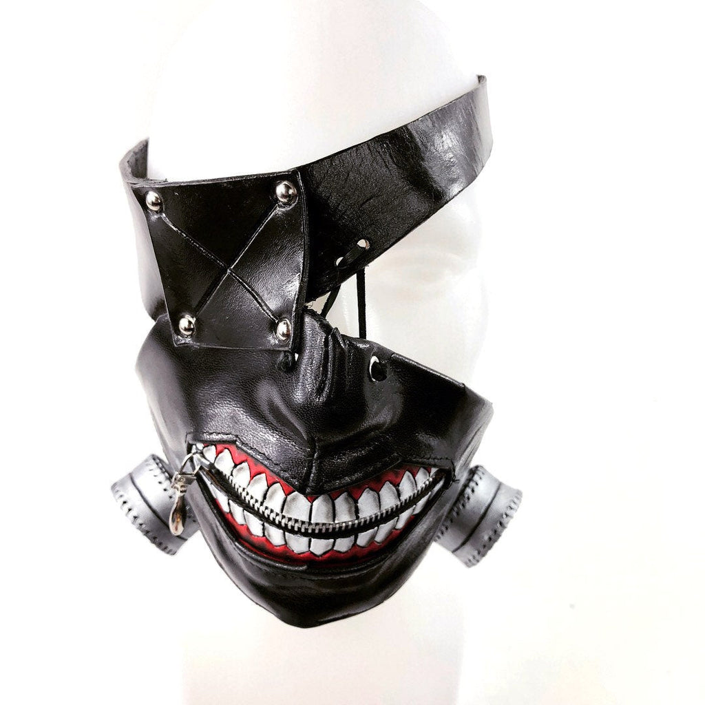Handcrafted Genuine Leather Zipper Mouth Mask with Elastic Zipper Enclosure Rockwell Masks