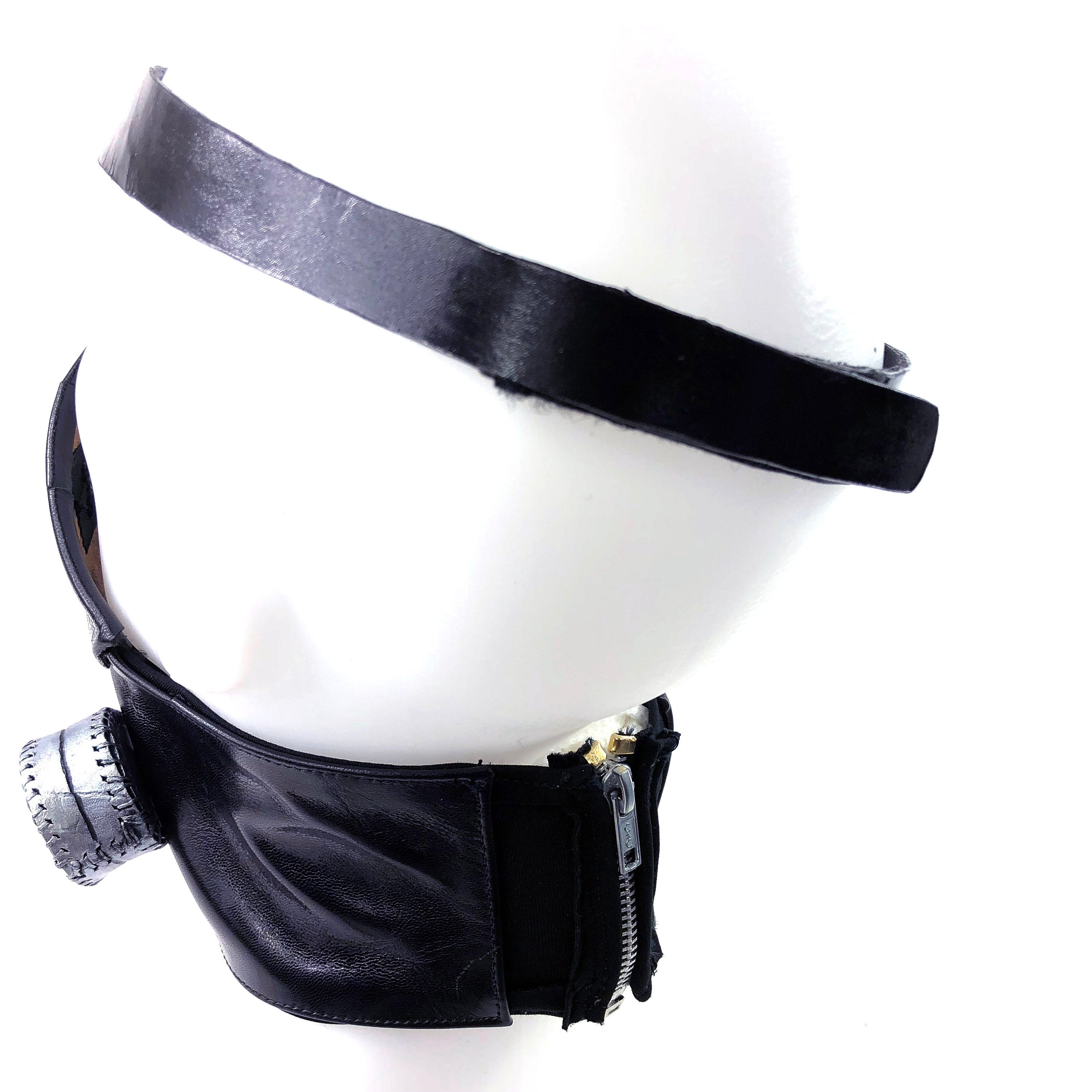 Handcrafted Genuine Leather Zipper Mouth Mask with Elastic Zipper Enclosure Rockwell Masks