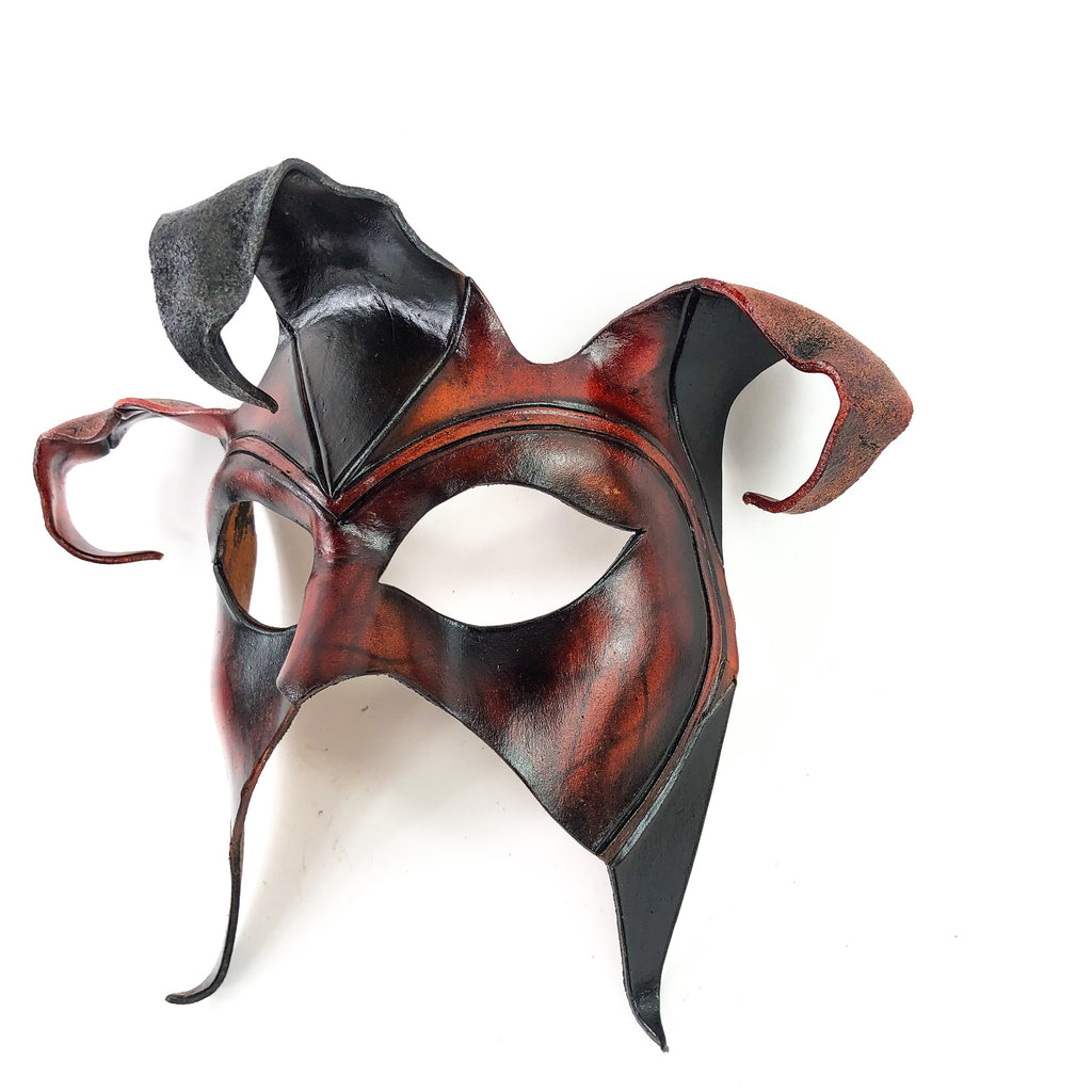 Jester Handmade Genuine Leather Mask in Brown Rockwell Masks
