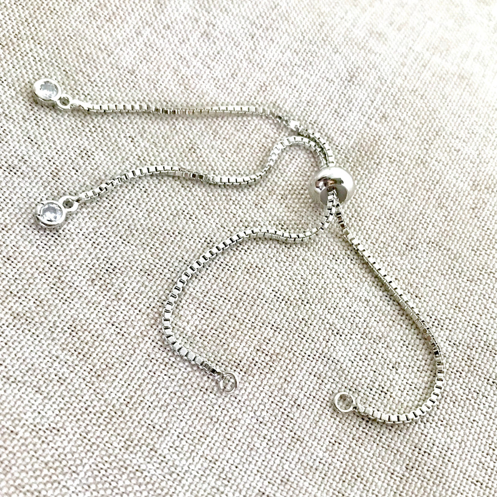 Silver Box Chain - Dainty Fine - Adjustable 5 to 9 Inches - with Open Loops - Adjustable Box Chain Bracelet - Silver The Attic Exchange