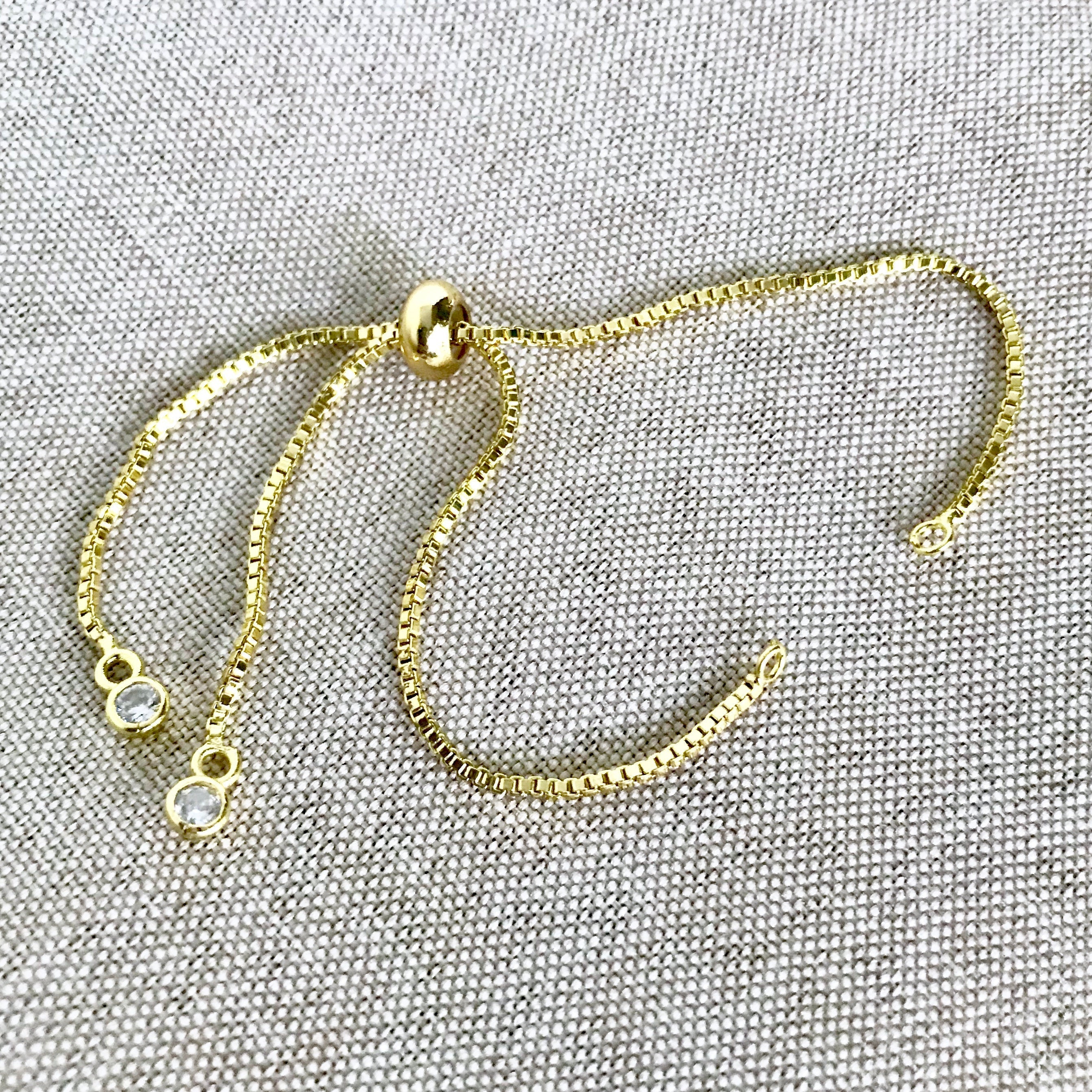 Gold Plated Box Chain - Dainty Fine - Adjustable 5 to 9 Inches - with Open Loops - Adjustable Box Chain Bracelet - Gold Plated The Attic Exchange