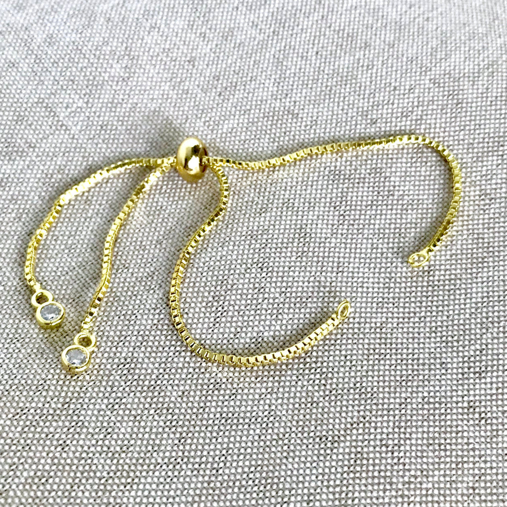 Gold Plated Box Chain - Dainty Fine - Adjustable 5 to 9 Inches - with Open Loops - Adjustable Box Chain Bracelet - Gold Plated The Attic Exchange