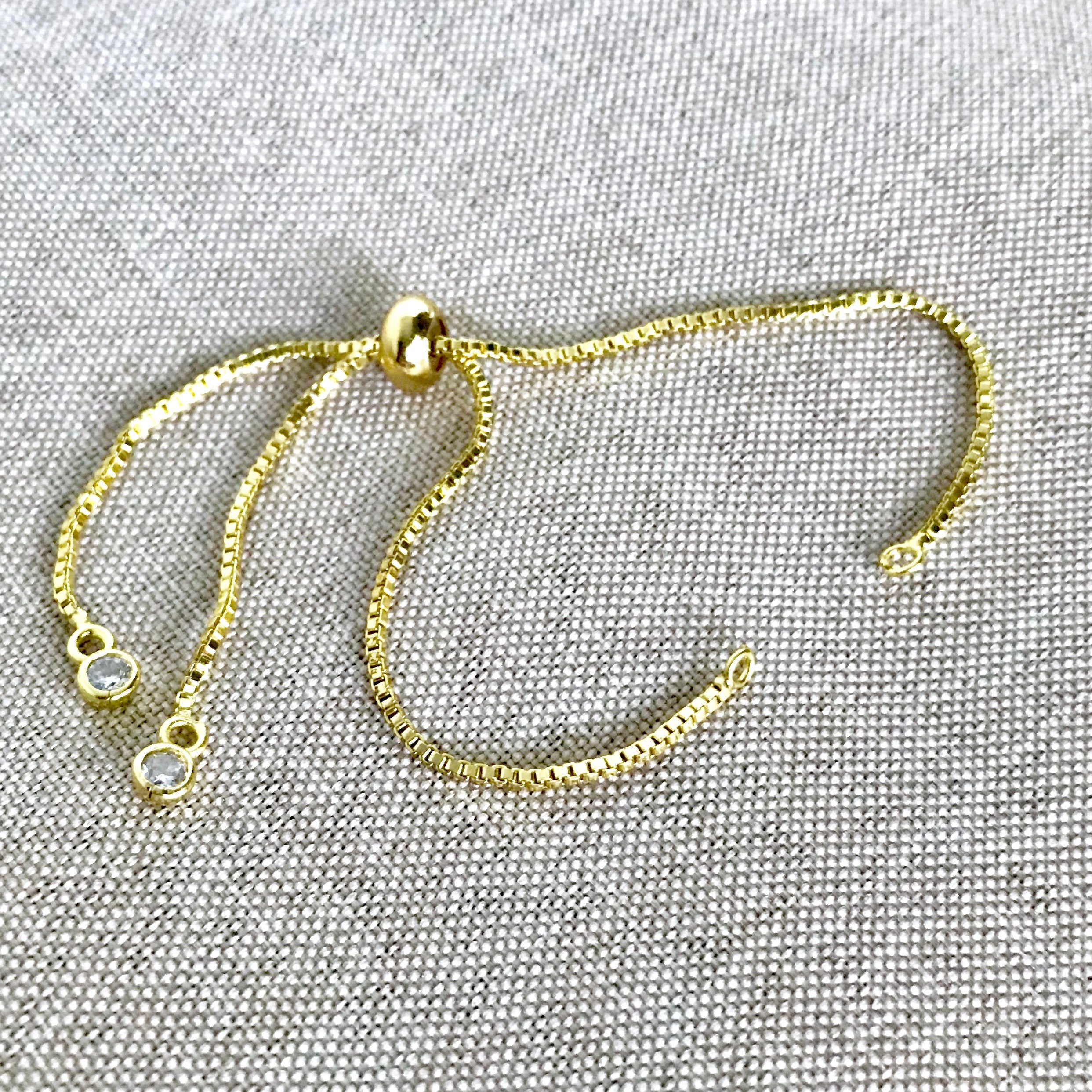 Gold Plated Box Chain - Dainty Fine - Adjustable 5 to 9 Inches - with Open Loops - Adjustable Box Chain Bracelet - Gold Plated The Attic Exchange