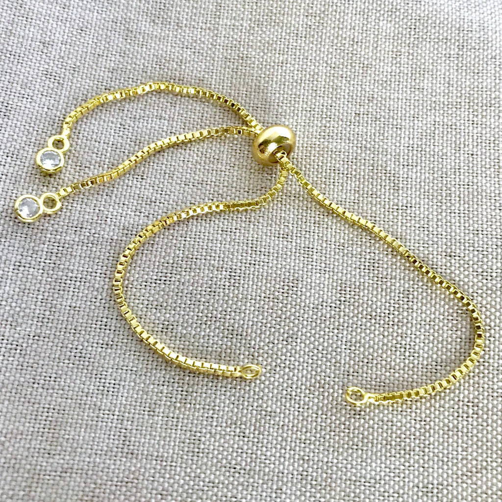 Gold Plated Box Chain - Dainty Fine - Adjustable 5 to 9 Inches - with Open Loops - Adjustable Box Chain Bracelet - Gold Plated The Attic Exchange