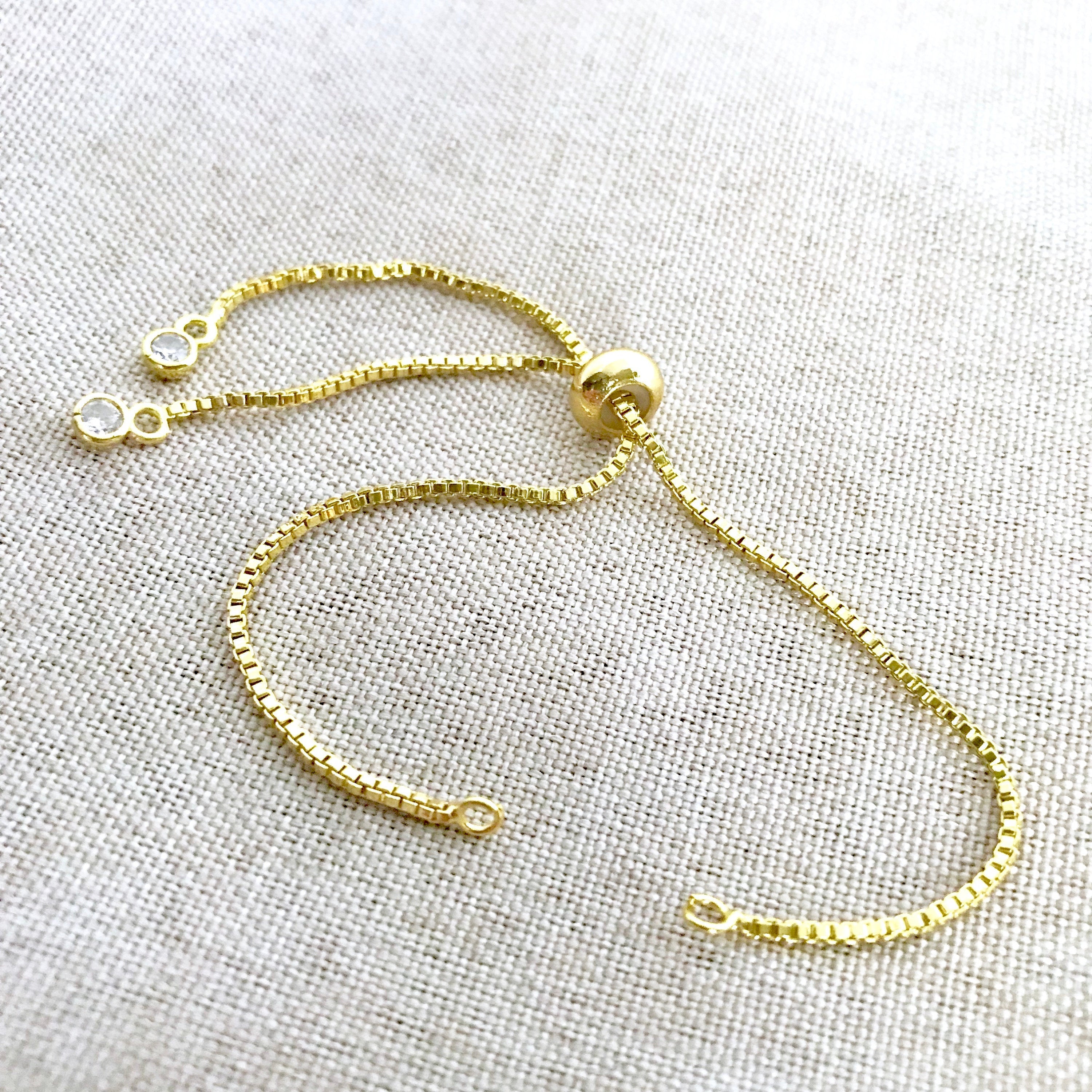 Gold Plated Box Chain - Dainty Fine - Adjustable 5 to 9 Inches - with Open Loops - Adjustable Box Chain Bracelet - Gold Plated The Attic Exchange