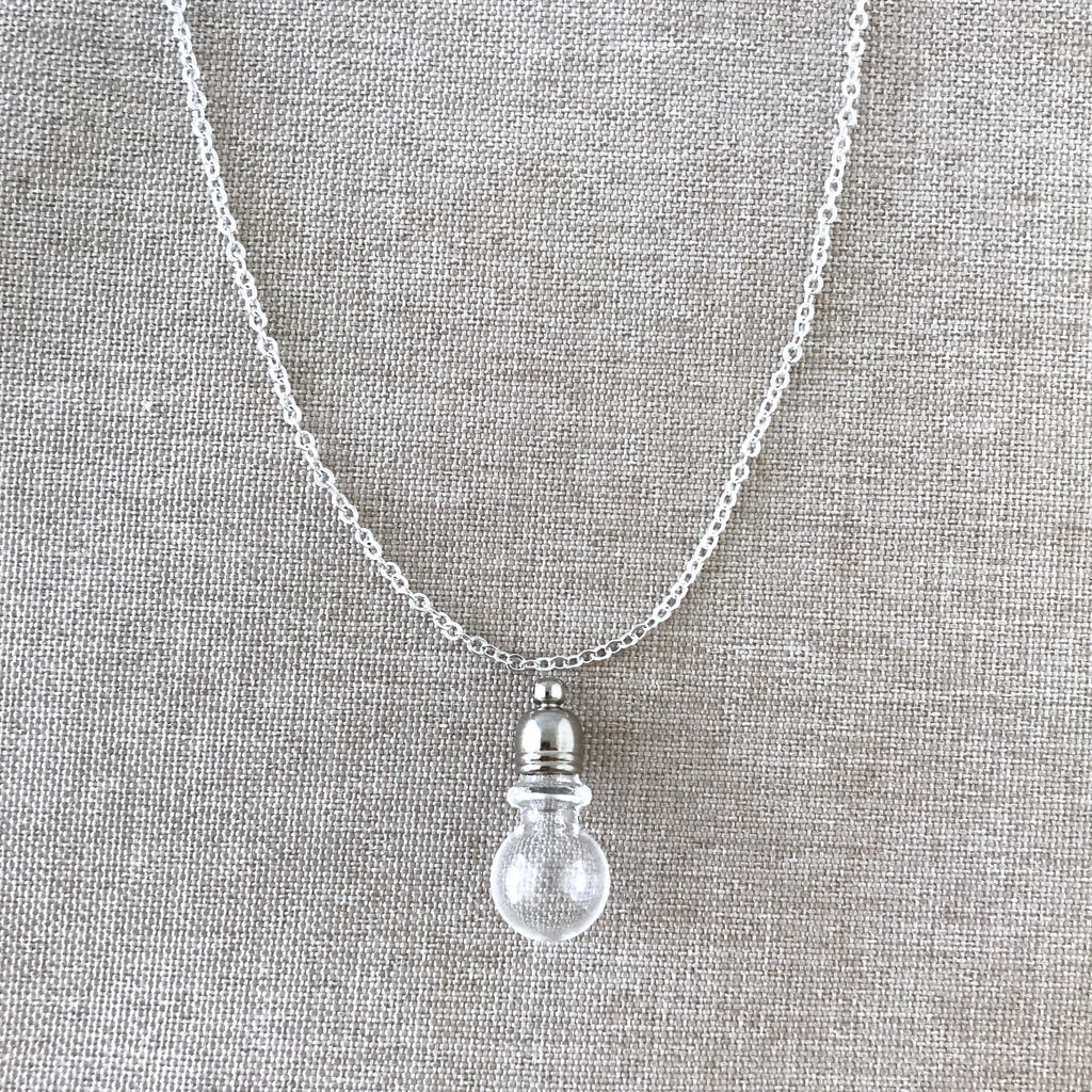 Handblown Round Glass Bottles - Glass Vials - With rubber corks and cap with loop - Gbottle-rbulb - Package of 5 Bottles The Attic Exchange