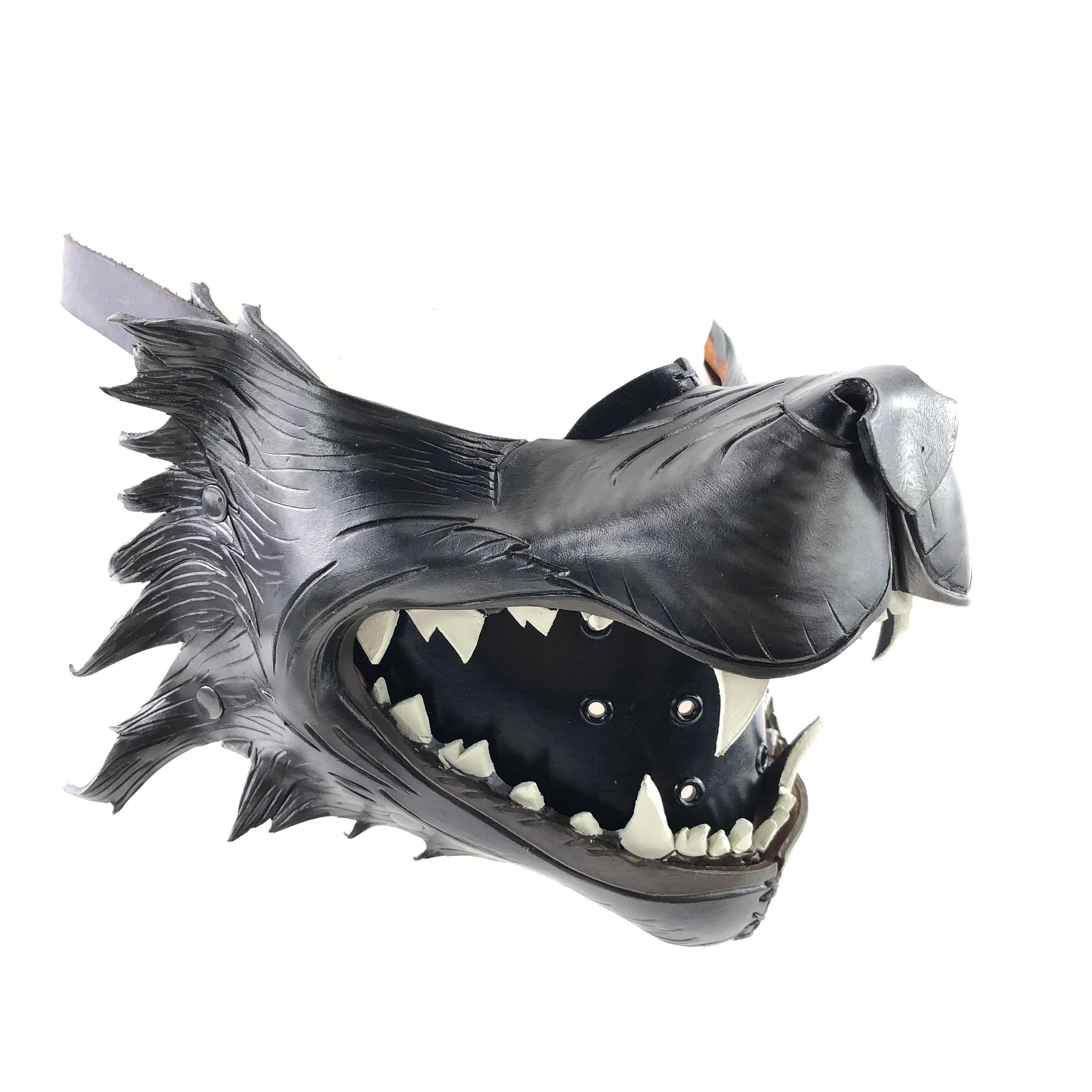 Black Wolf Handmade Genuine Leather Riding Mouth Mask Rockwell Masks
