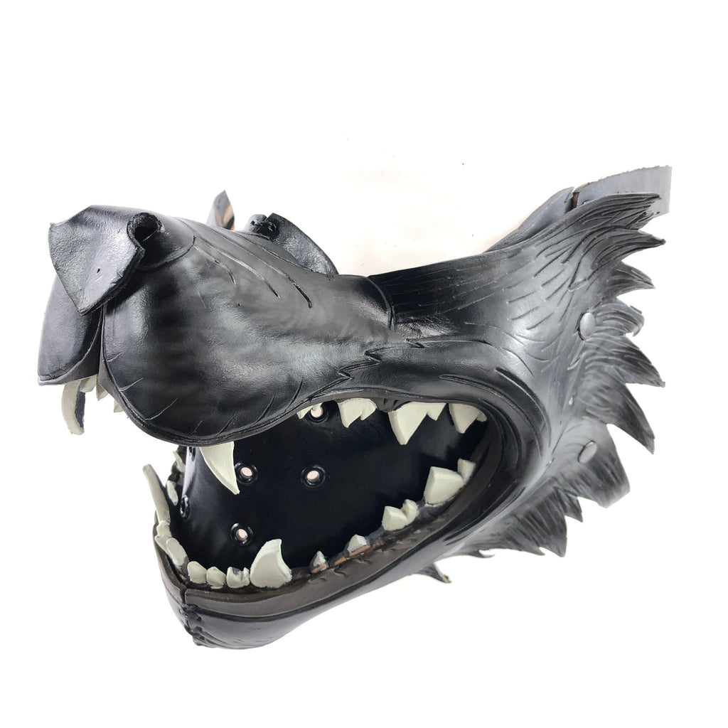 Black Wolf Handmade Genuine Leather Riding Mouth Mask Rockwell Masks