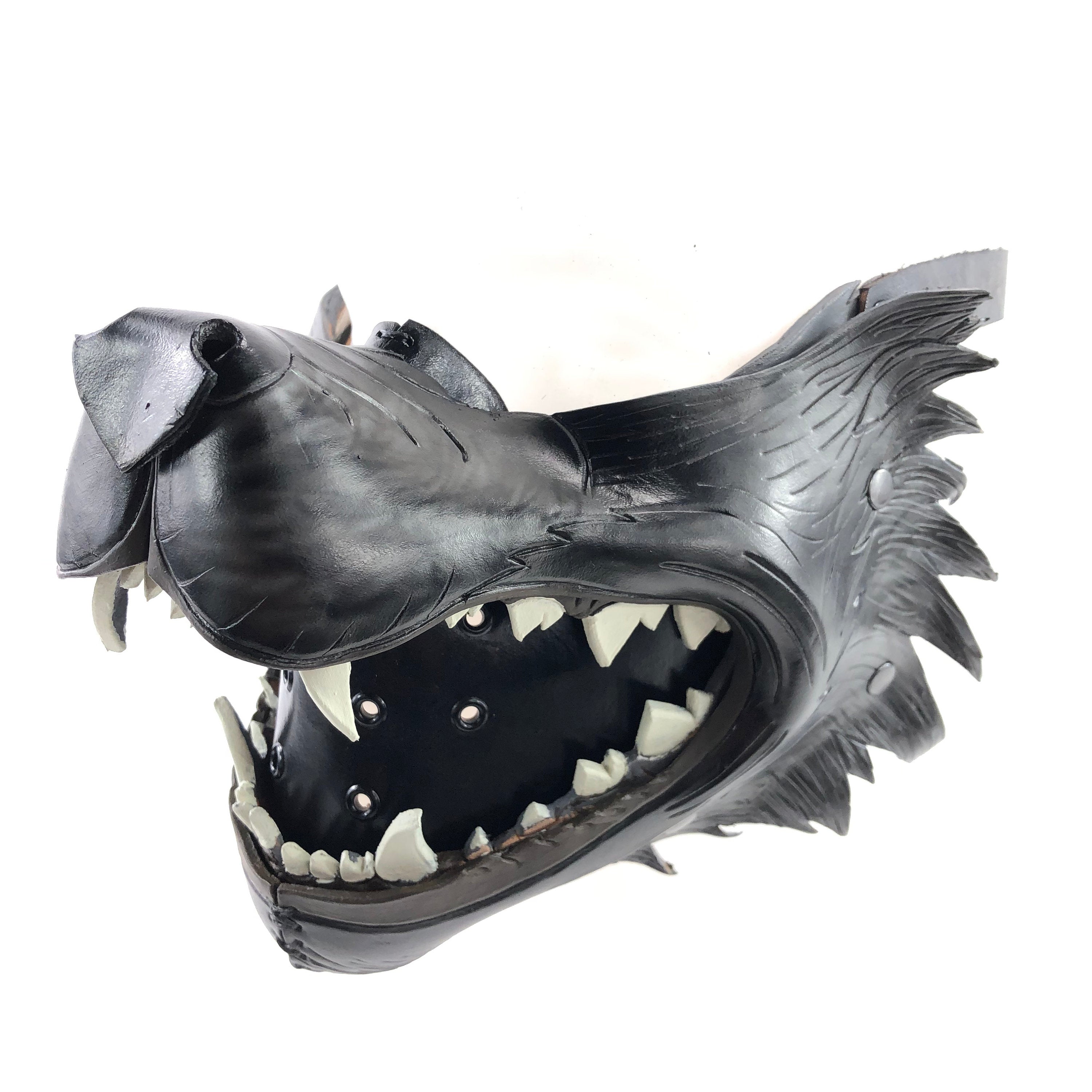 Black Wolf Handmade Genuine Leather Riding Mouth Mask Rockwell Masks