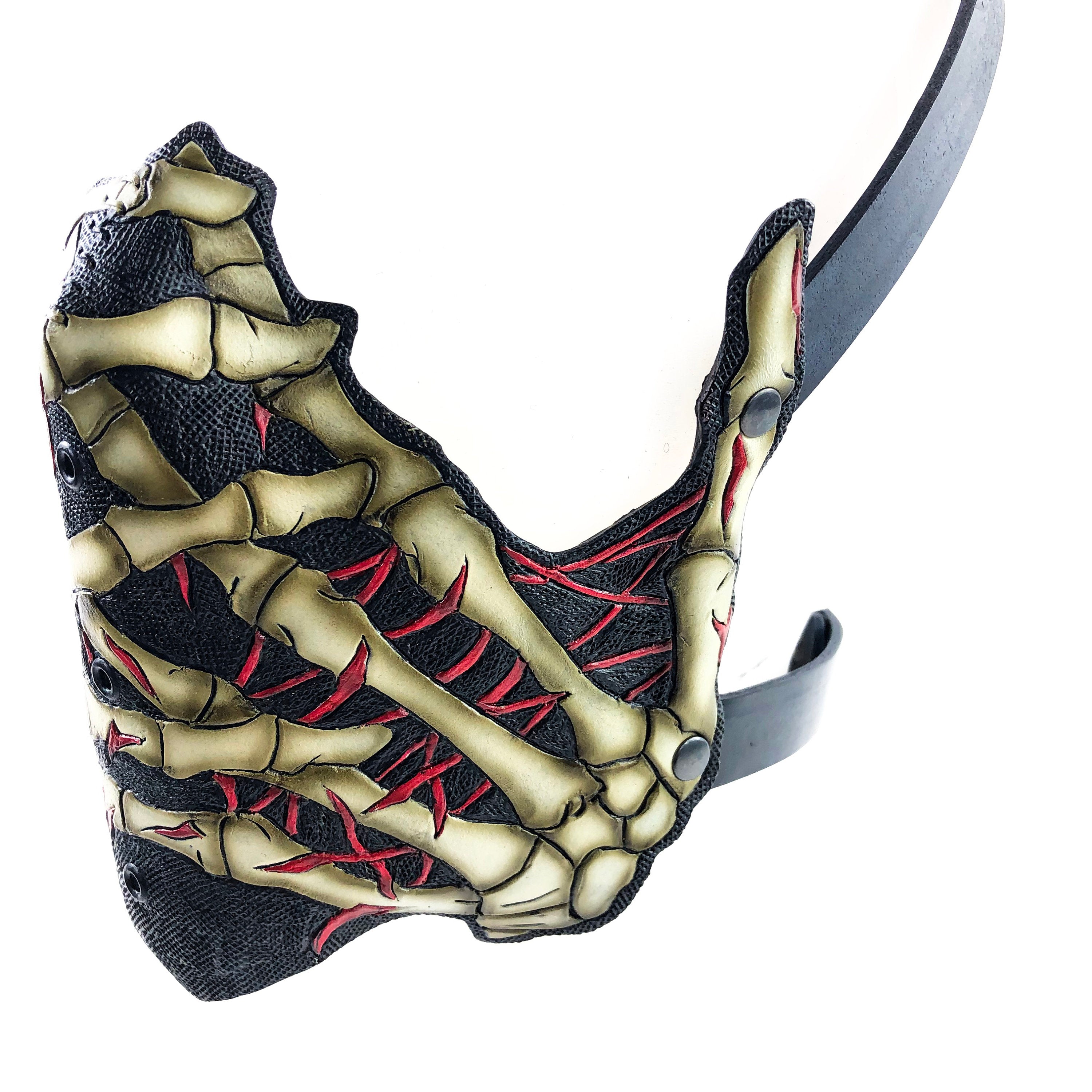 Handcrafted Genuine Leather Skeleton Hand Mask Rockwell Masks
