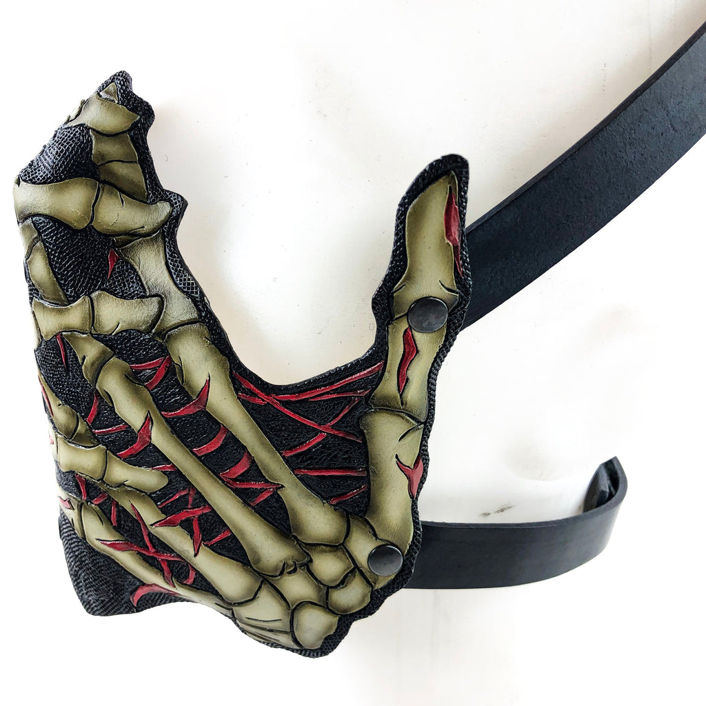 Handcrafted Genuine Leather Skeleton Hand Mask Rockwell Masks
