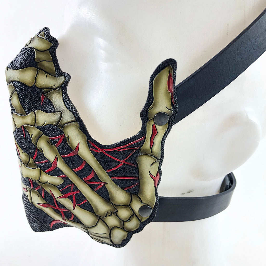 Handcrafted Genuine Leather Skeleton Hand Mask Rockwell Masks