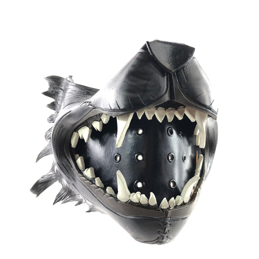 Black Wolf Handmade Genuine Leather Riding Mouth Mask Rockwell Masks
