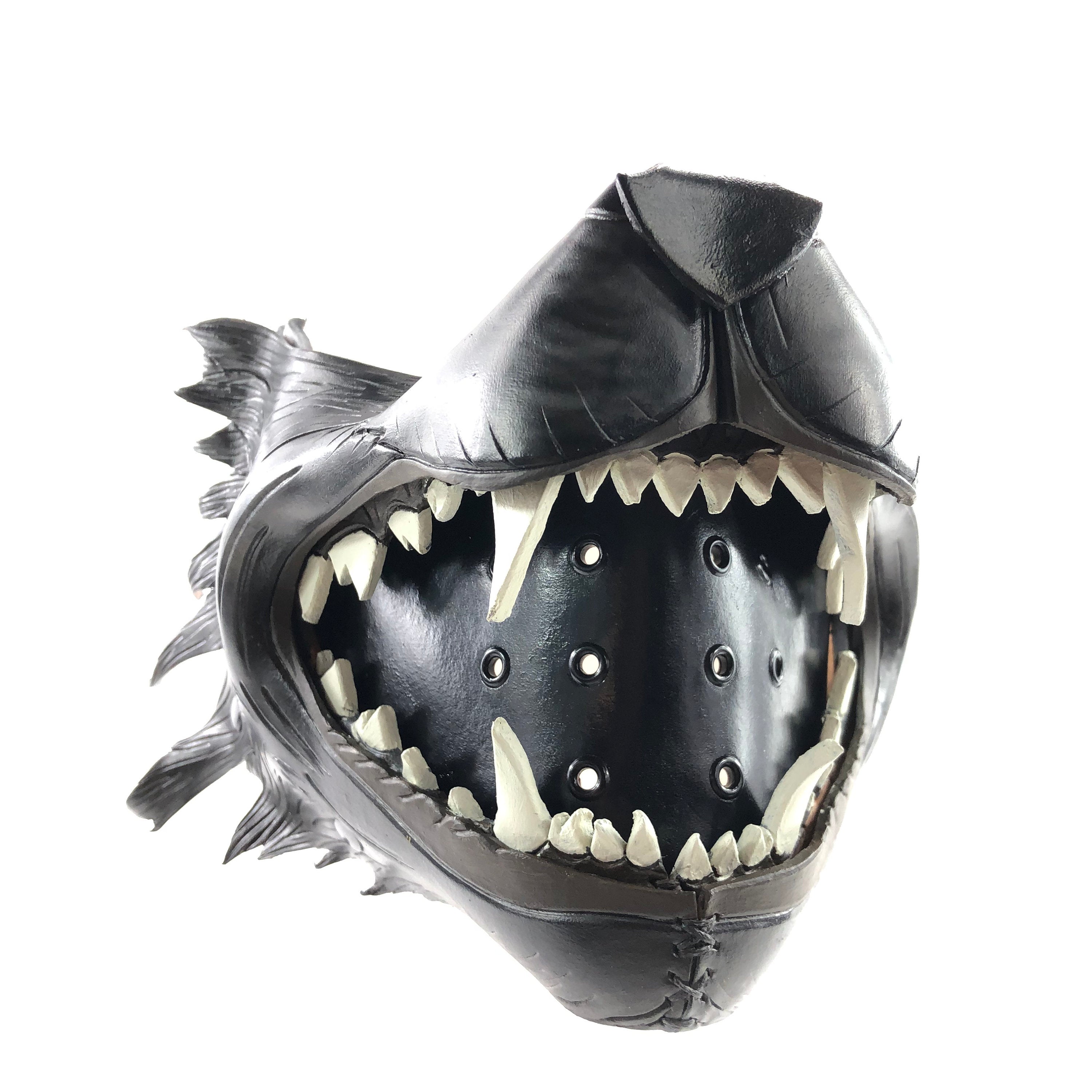 Black Wolf Handmade Genuine Leather Riding Mouth Mask Rockwell Masks
