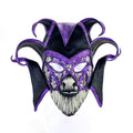 Venetian inspired Jester Mask in Purple and Black - Wearable or Wall Art - Handmade Genuine Leather Rockwell Masks