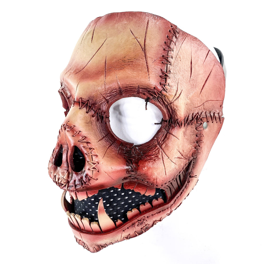 Evil Swine - Genuine Leather Mask - Freshly Butchered Horror Pig  - Handmade Full Face Cover for Halloween or Performance Costume Rockwell Masks