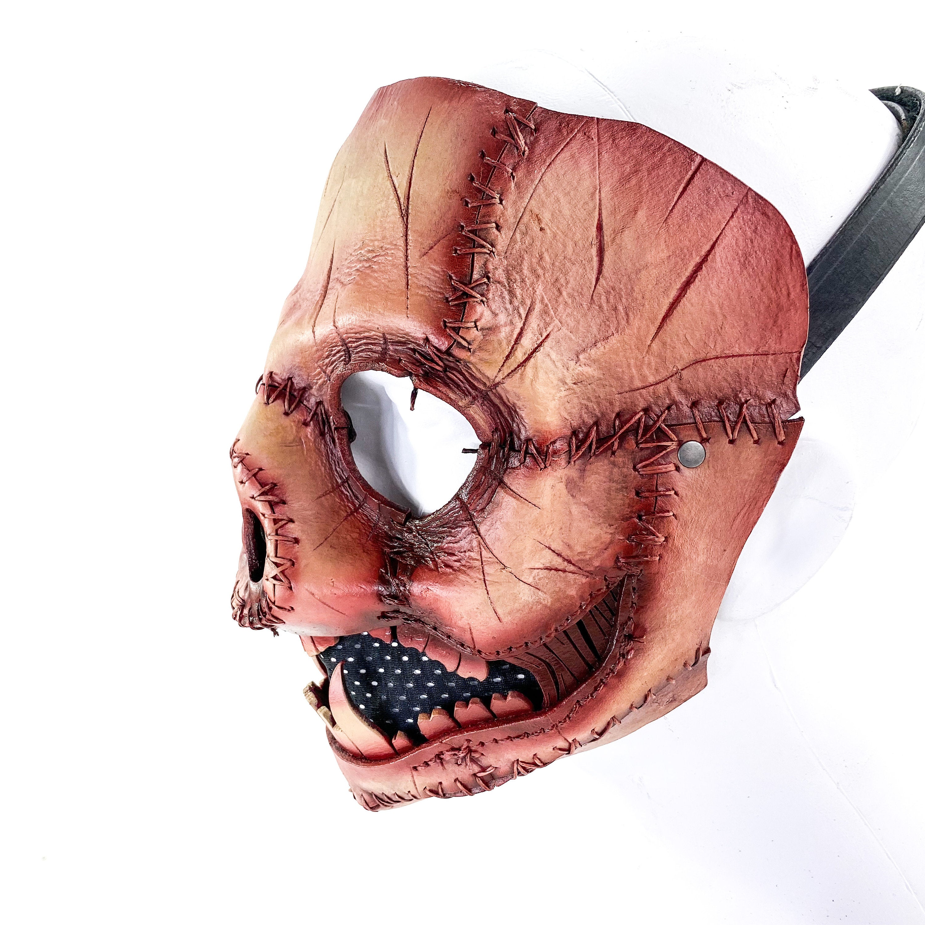 Evil Swine - Genuine Leather Mask - Freshly Butchered Horror Pig  - Handmade Full Face Cover for Halloween or Performance Costume Rockwell Masks
