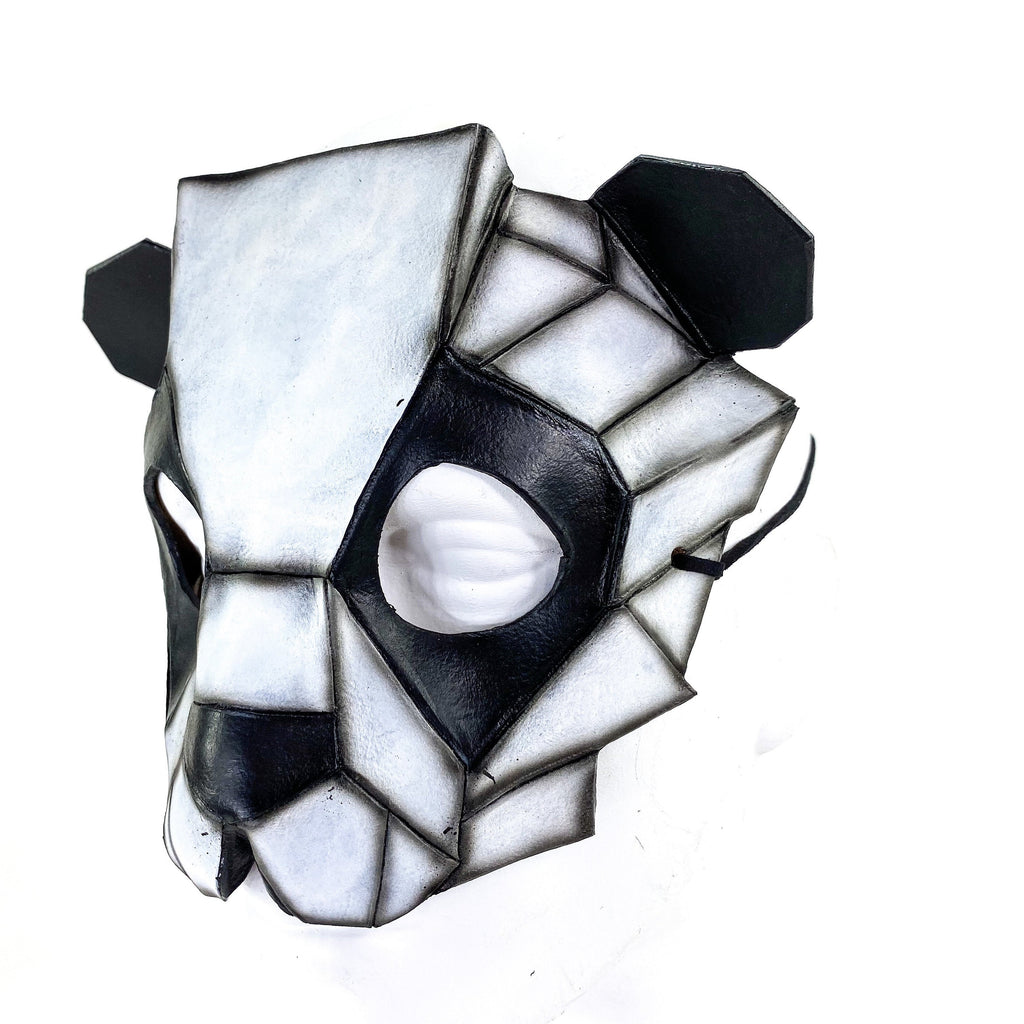Geometric Panda Bear Leather Mask Rockwell Masks