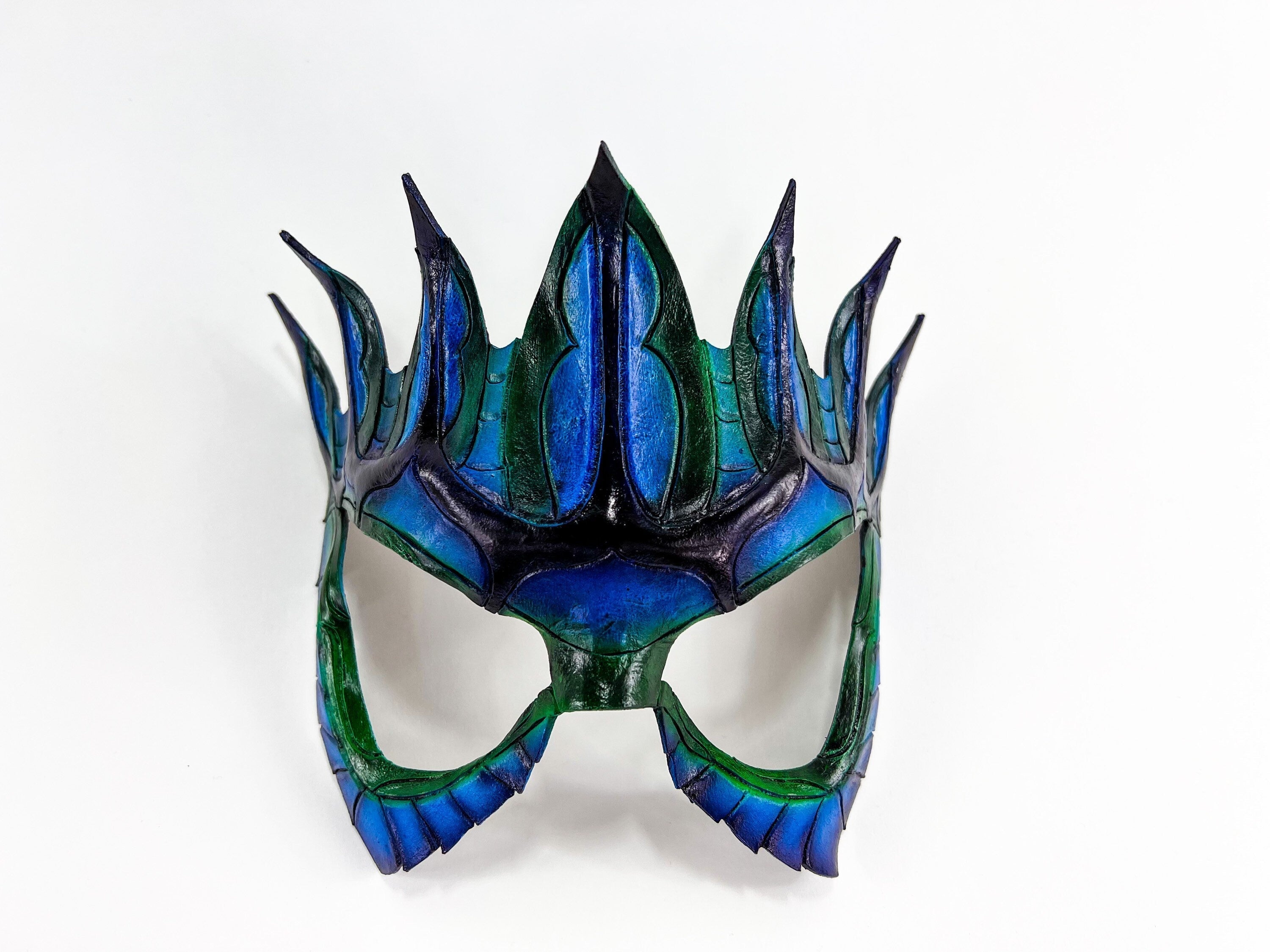 Masquerade Crown Mask of Handmade Genuine Leather in blue Rockwell Masks