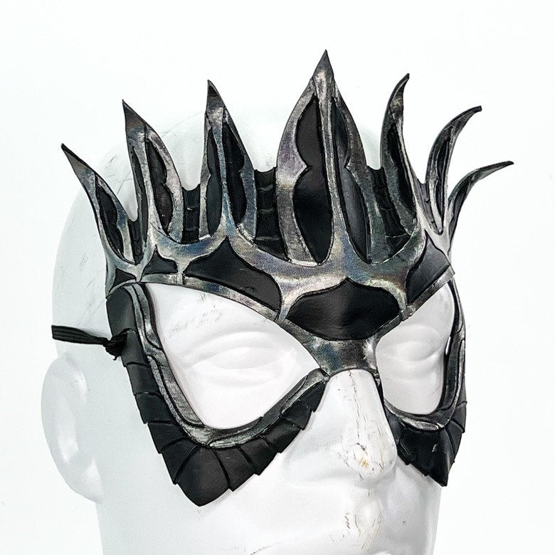 Masquerade Crown Mask of Handmade Genuine Leather in Metallics Rockwell Masks