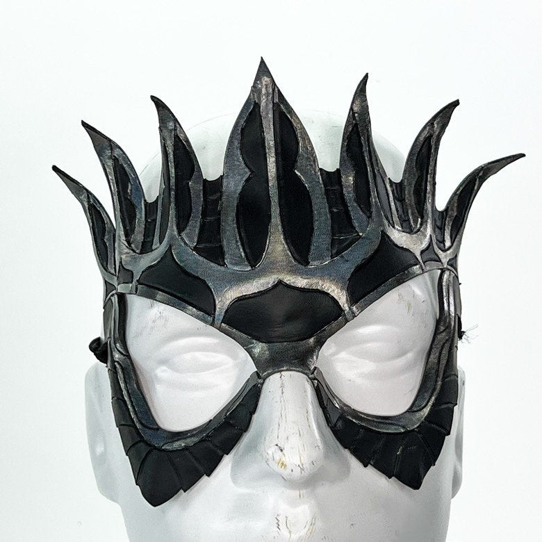 Masquerade Crown Mask of Handmade Genuine Leather in Metallics Rockwell Masks