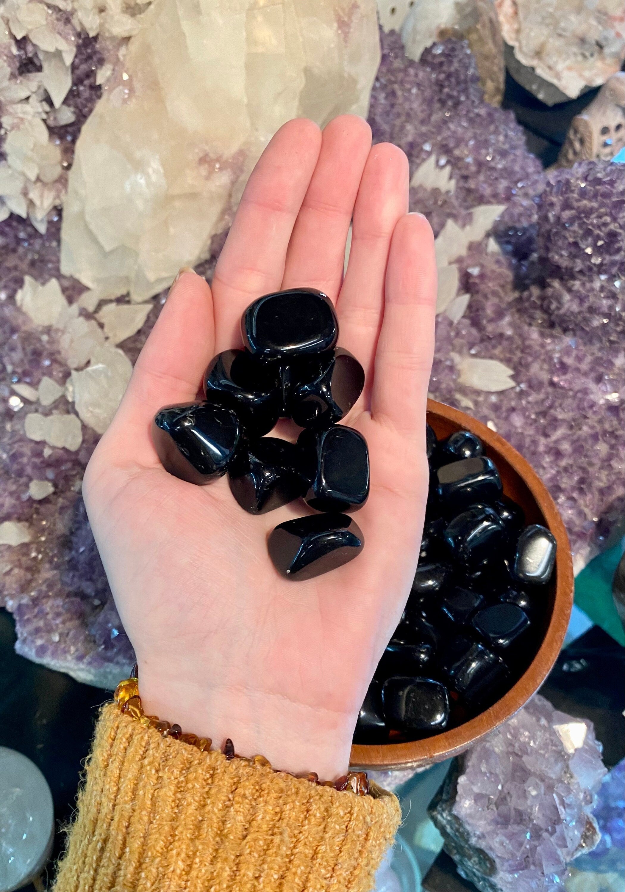 Obsidian Tumbled Stone - Protection Curious Muse Crystals