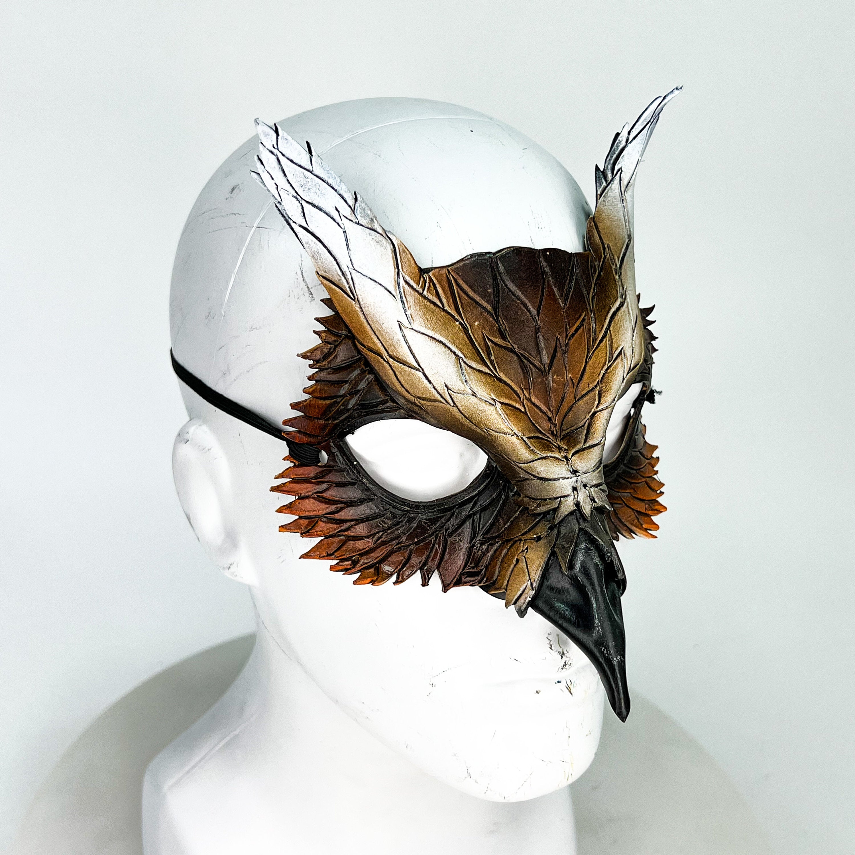 Layered Eagle Owl Handmade Genuine Leather Mask Rockwell Masks