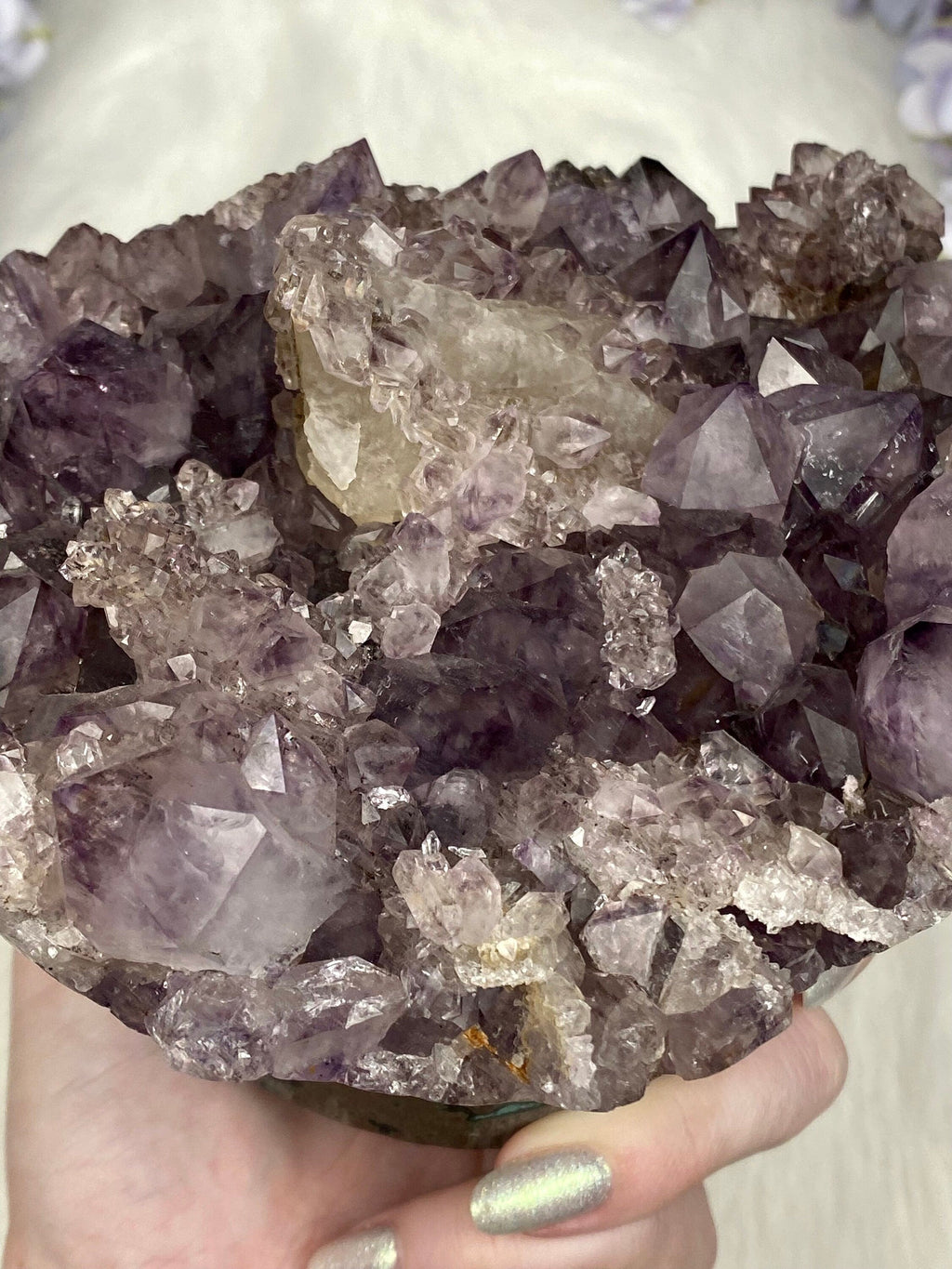 Amethyst with Calcite and Goethite | Brazil Curious Muse Crystals
