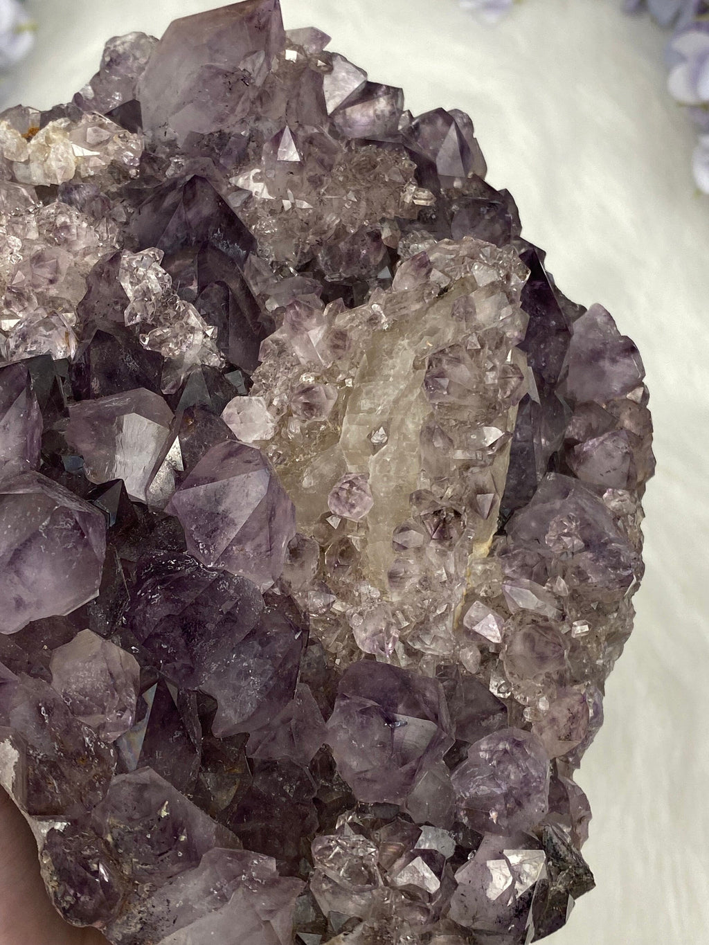 Amethyst with Calcite and Goethite | Brazil Curious Muse Crystals