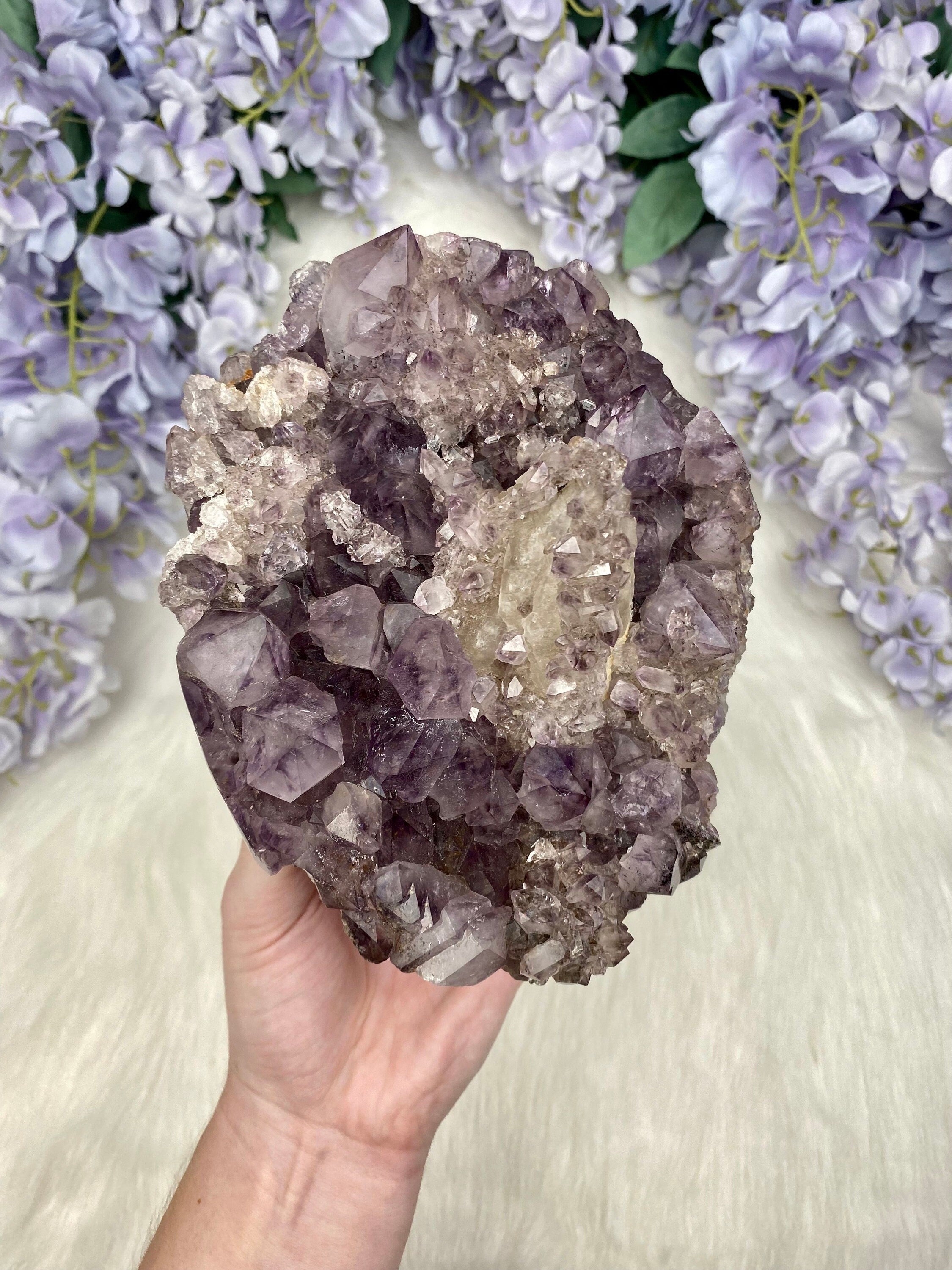 Amethyst with Calcite and Goethite | Brazil Curious Muse Crystals