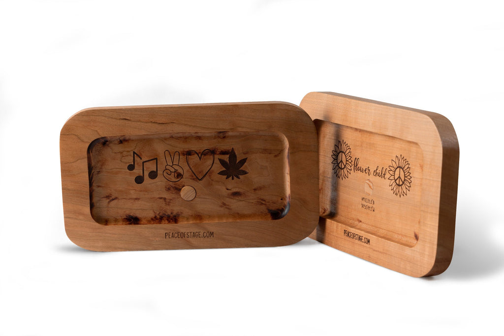 Wooden Cigarette Rolling Trays with Piece of 1969 Woodstock Stage Embedded (Choose From 4 Styles) Peace Of Stage LLC