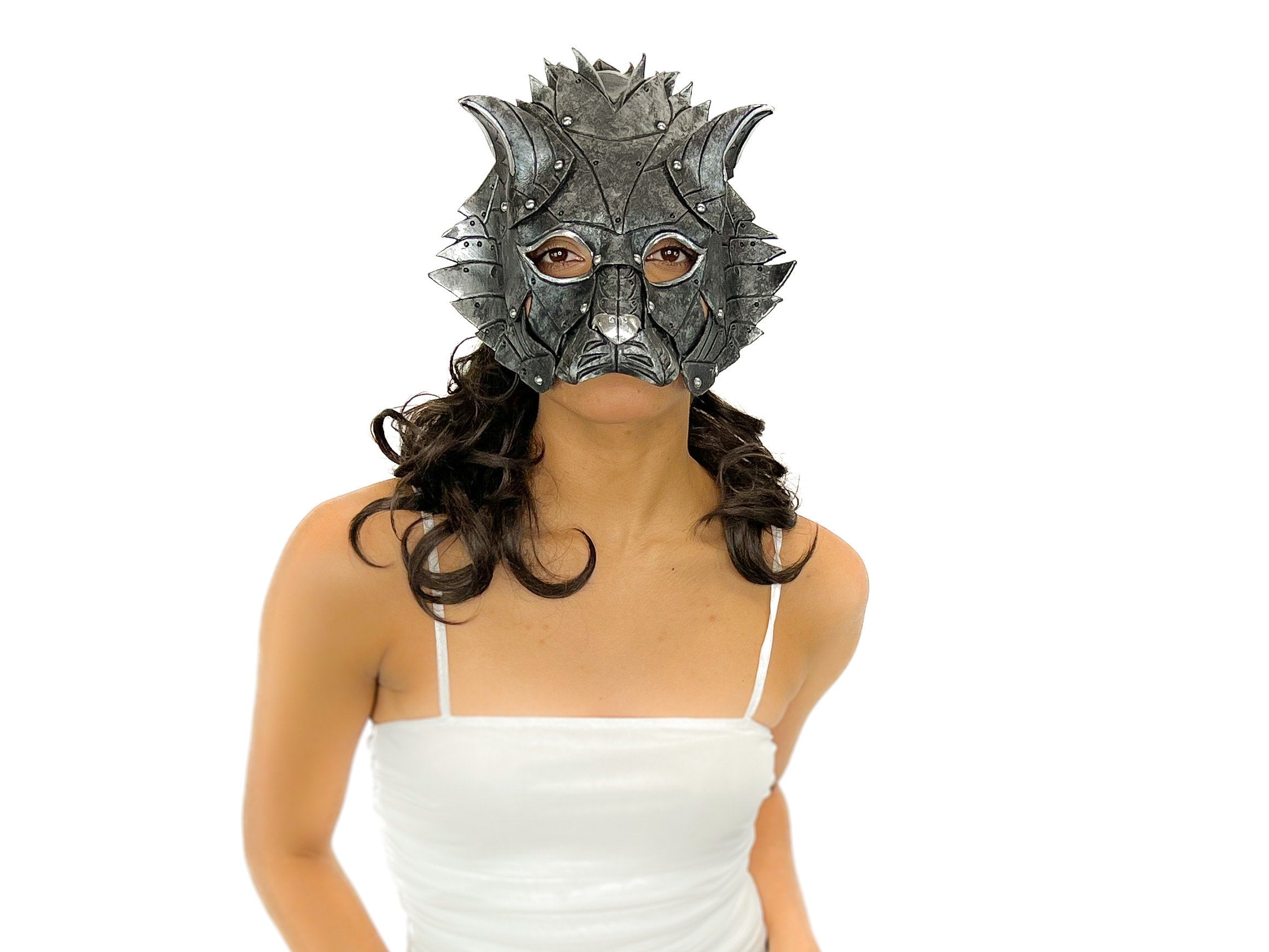 Feline Silver Handmade Genuine Leather Rockwell Masks