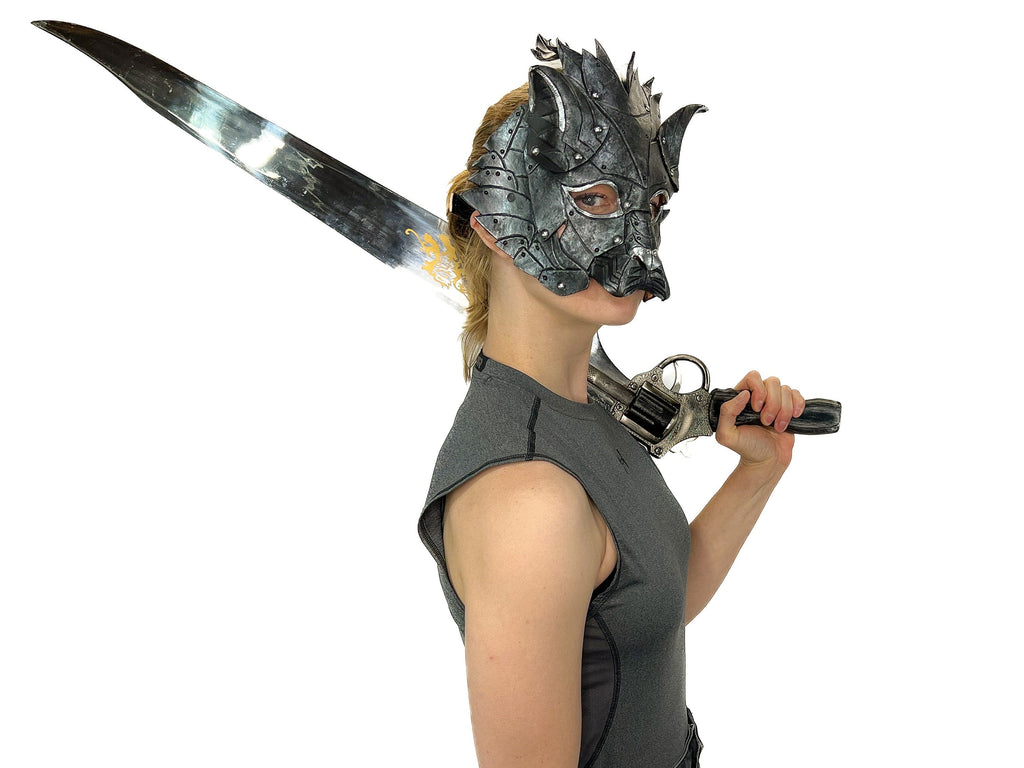 Feline Silver Handmade Genuine Leather Rockwell Masks