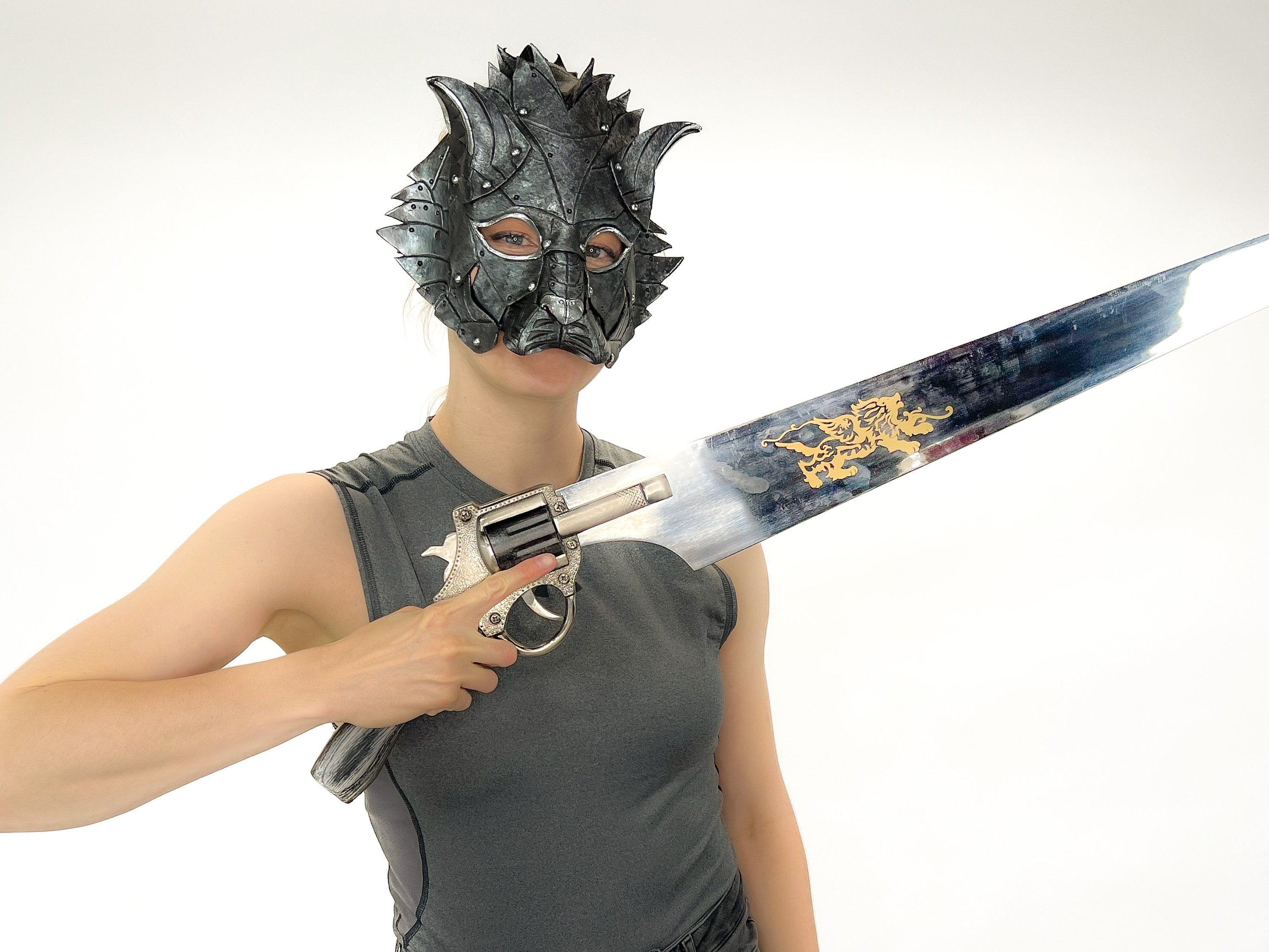 Feline Silver Handmade Genuine Leather Rockwell Masks