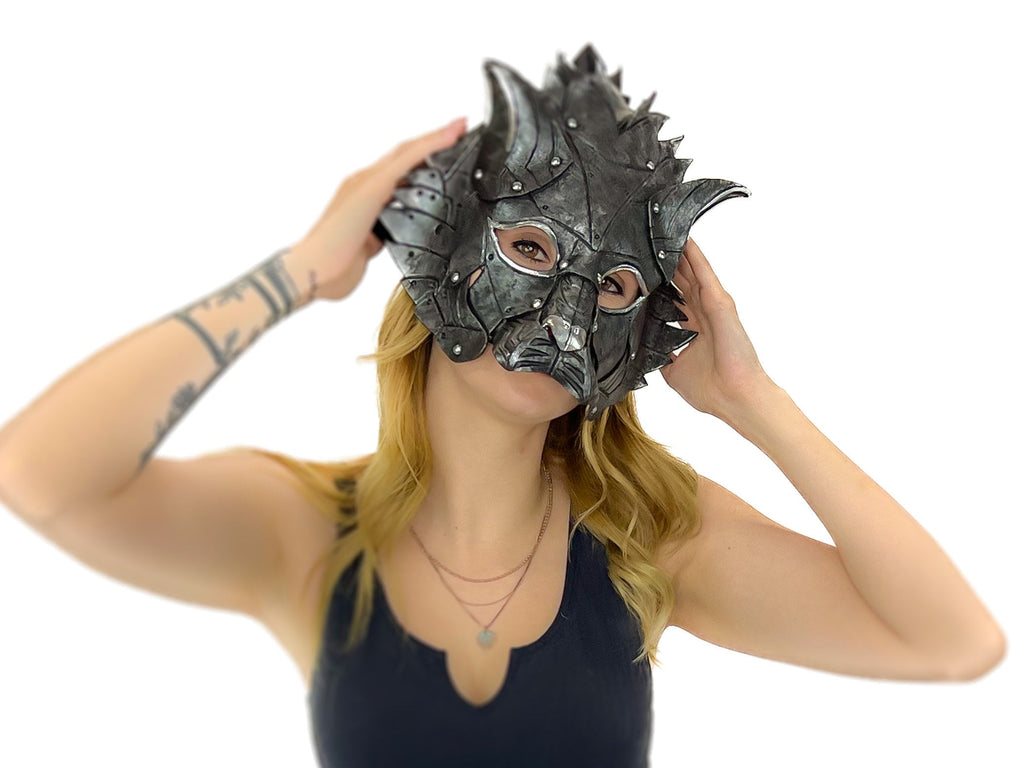 Feline Silver Handmade Genuine Leather Rockwell Masks