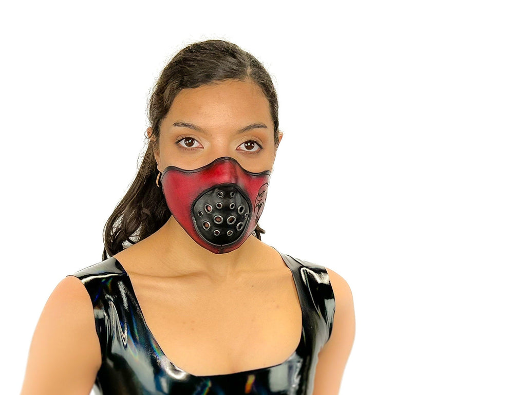 Fully Customizable and Personalizable Two Point Handcrafted Genuine Leather Mouth Riding Mask Rockwell Masks